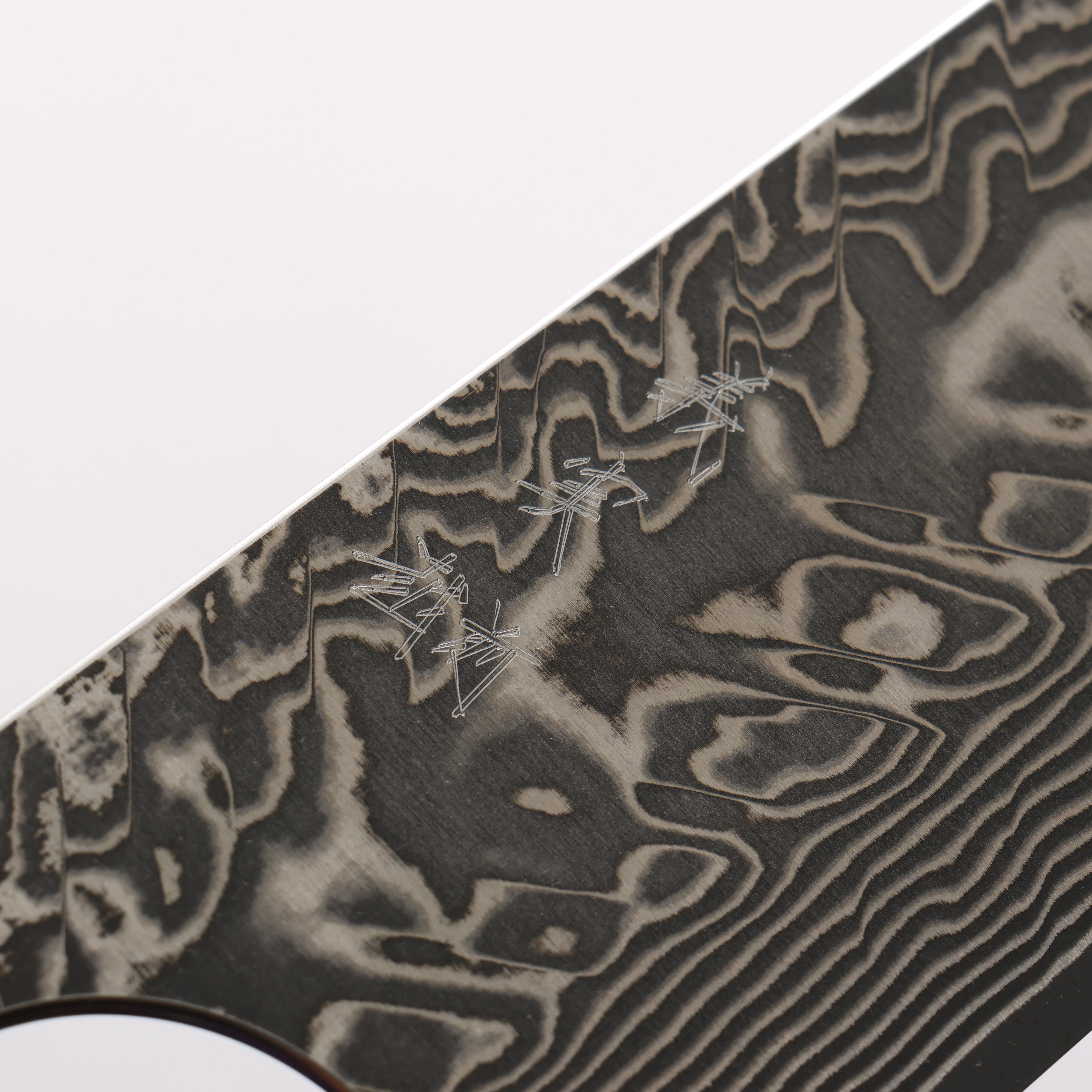Yoshimi Kato SG2 Black Damascus Gyuto 240mm Olive Tree and Blue Resin Handle - Seisuke Knife