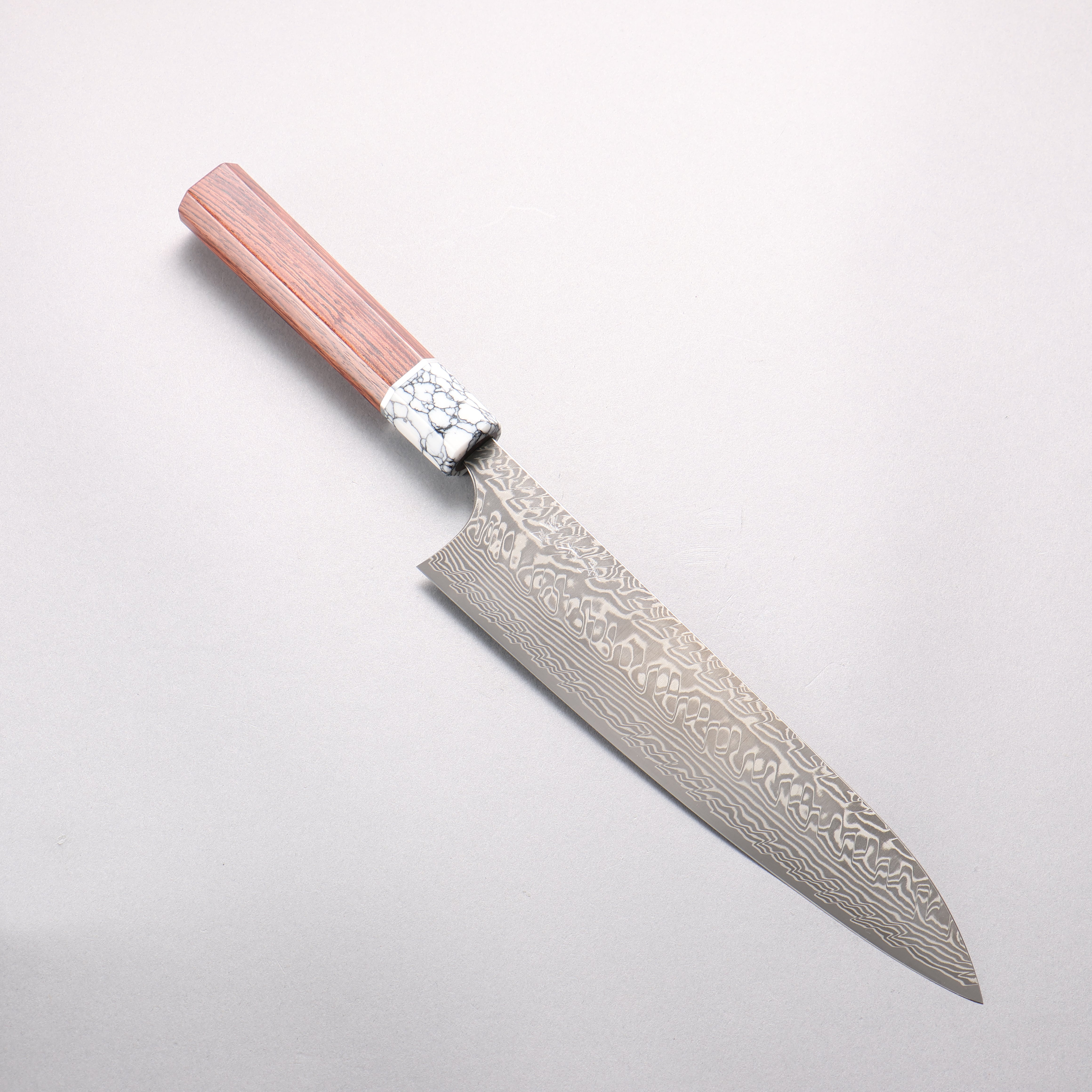 Yoshimi Kato SG2 Black Damascus Gyuto 210mm Rosewood (Ferrule: White Turquoise) Handle - Seisuke Knife