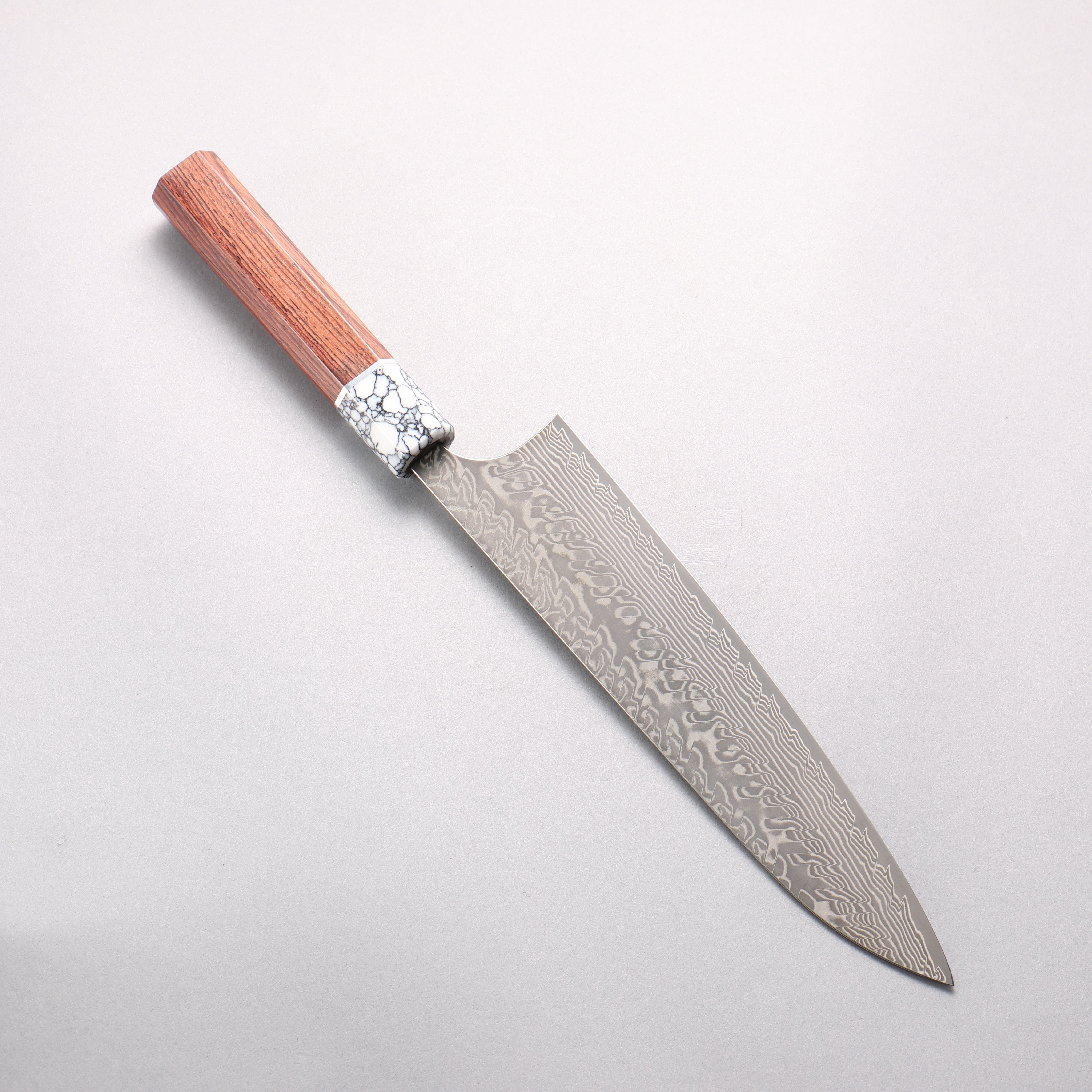 Yoshimi Kato SG2 Black Damascus Gyuto 210mm Rosewood (Ferrule: White Turquoise) Handle - Seisuke Knife