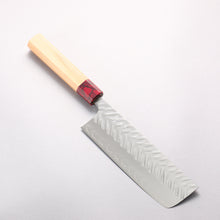  Yoshimi Kato SPG STRIX Hammered (V) Nakiri 165mm Olive Tree (ferrule: Red Turquoise) Handle - Seisuke Knife