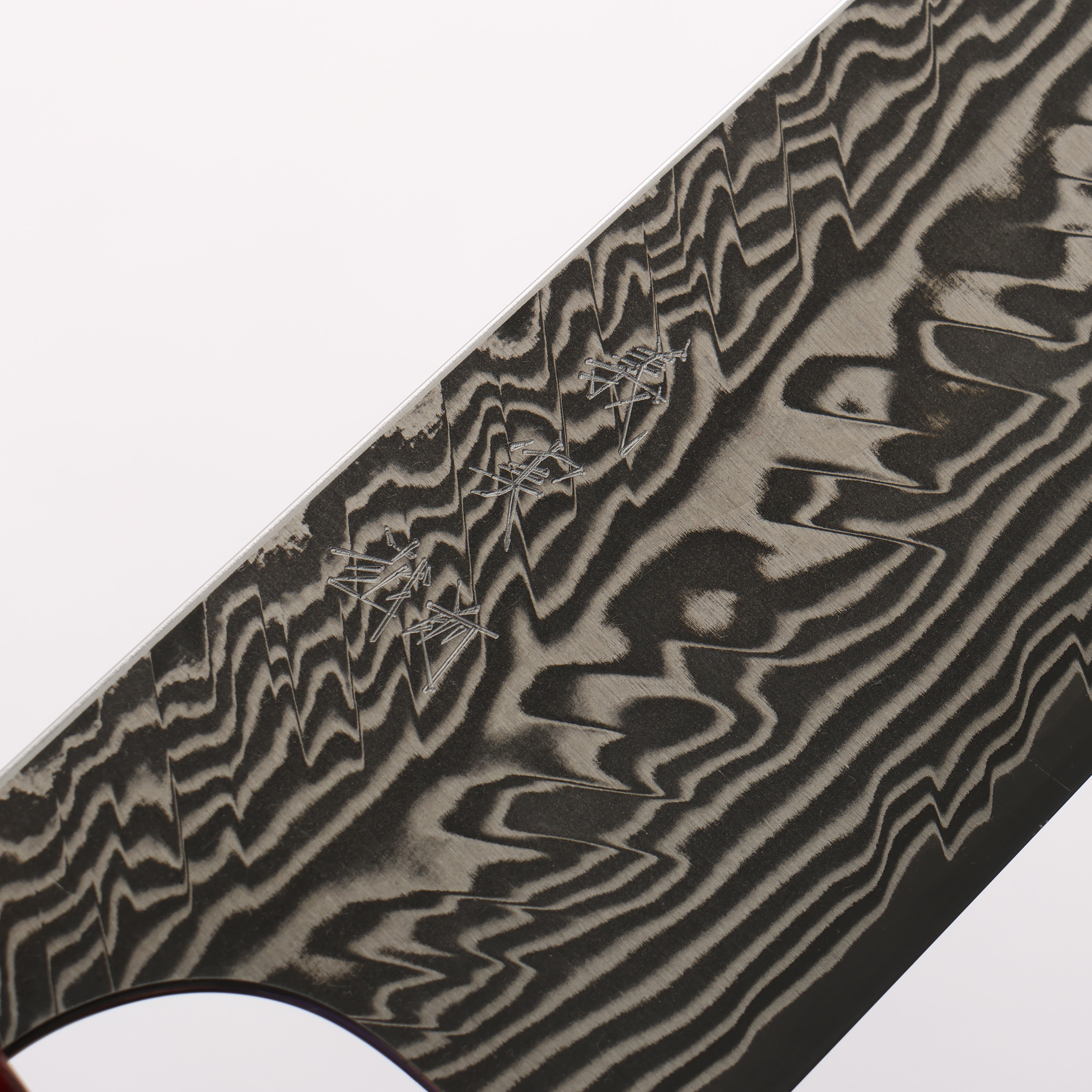 Yoshimi Kato SG2 Black Damascus Gyuto 210mm Olive Tree and Red Resin Handle - Seisuke Knife