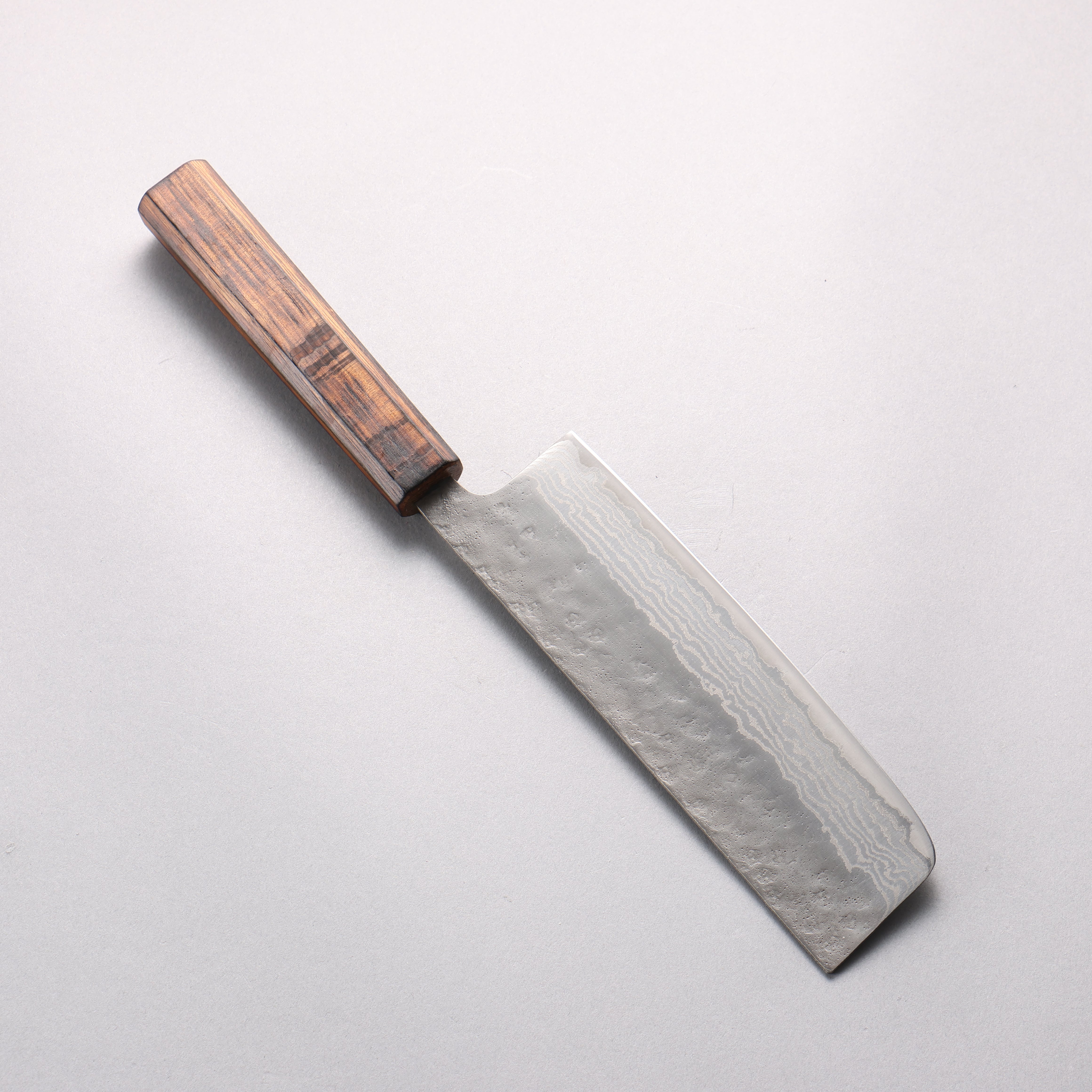 Seisuke Stainless Steel 440C Hammered Damascus Nakiri 165mm Oak Handle - Seisuke Knife