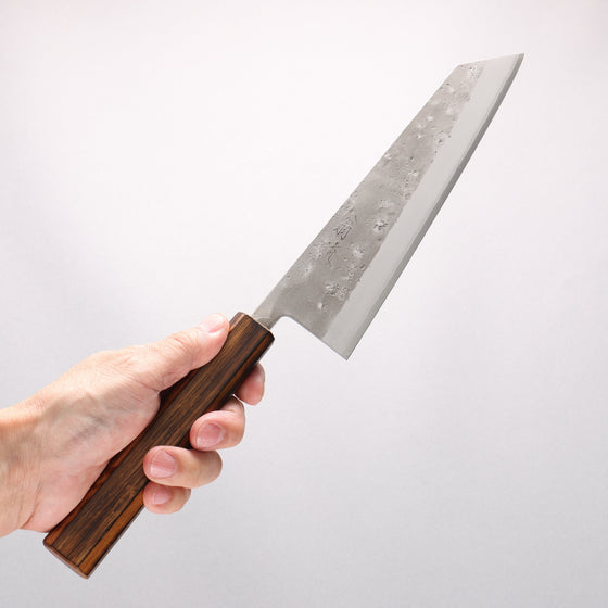 Oul SLD Nashiji Kiritsuke Gyuto 200mm Baikoku Soot Black Oak Handle - Seisuke Knife