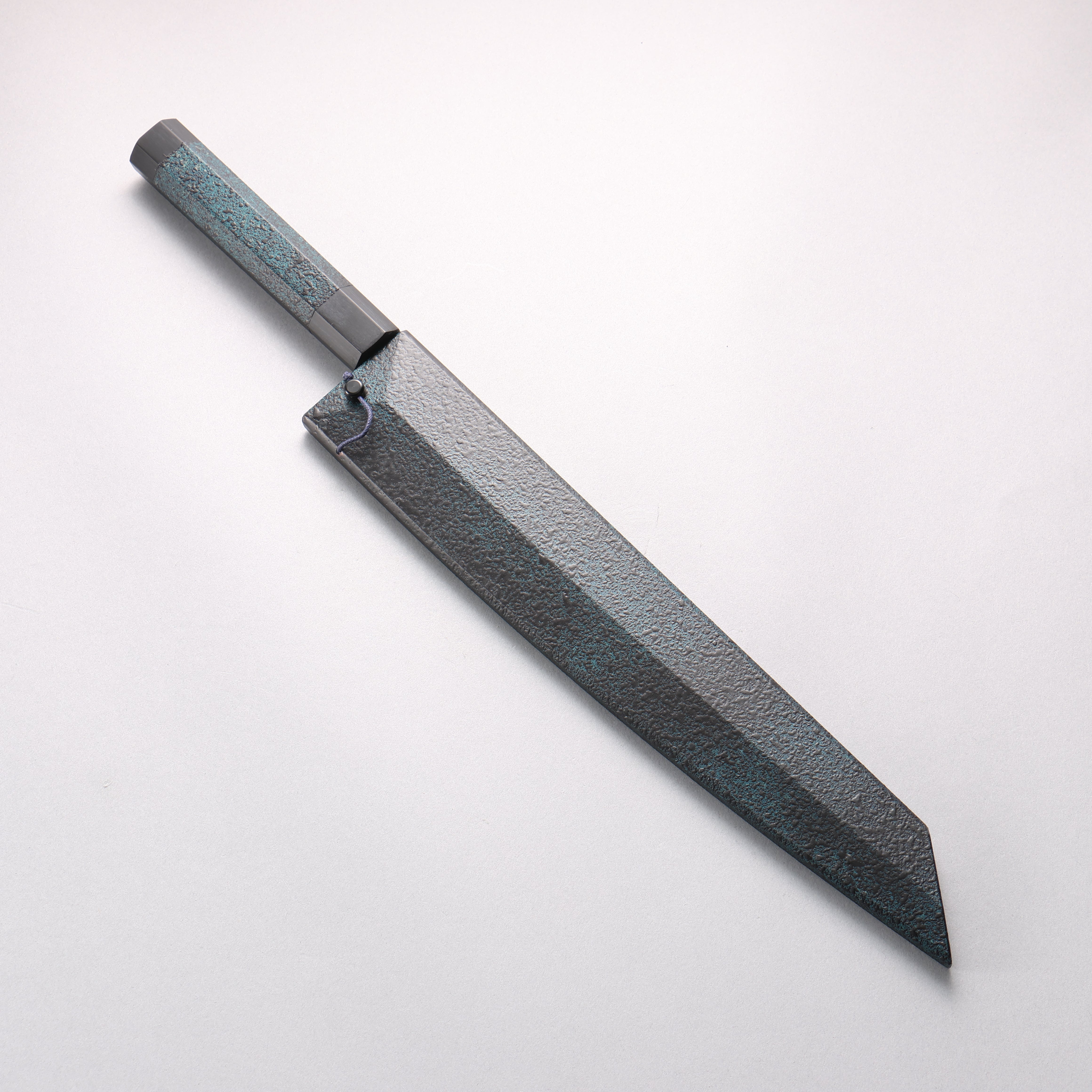 Yu Kurosaki Senko Ei Ai SG2 Hammered Sujihiki 240mm Indigo Tenmoku Lacquered Handle with Sheath - Seisuke Knife