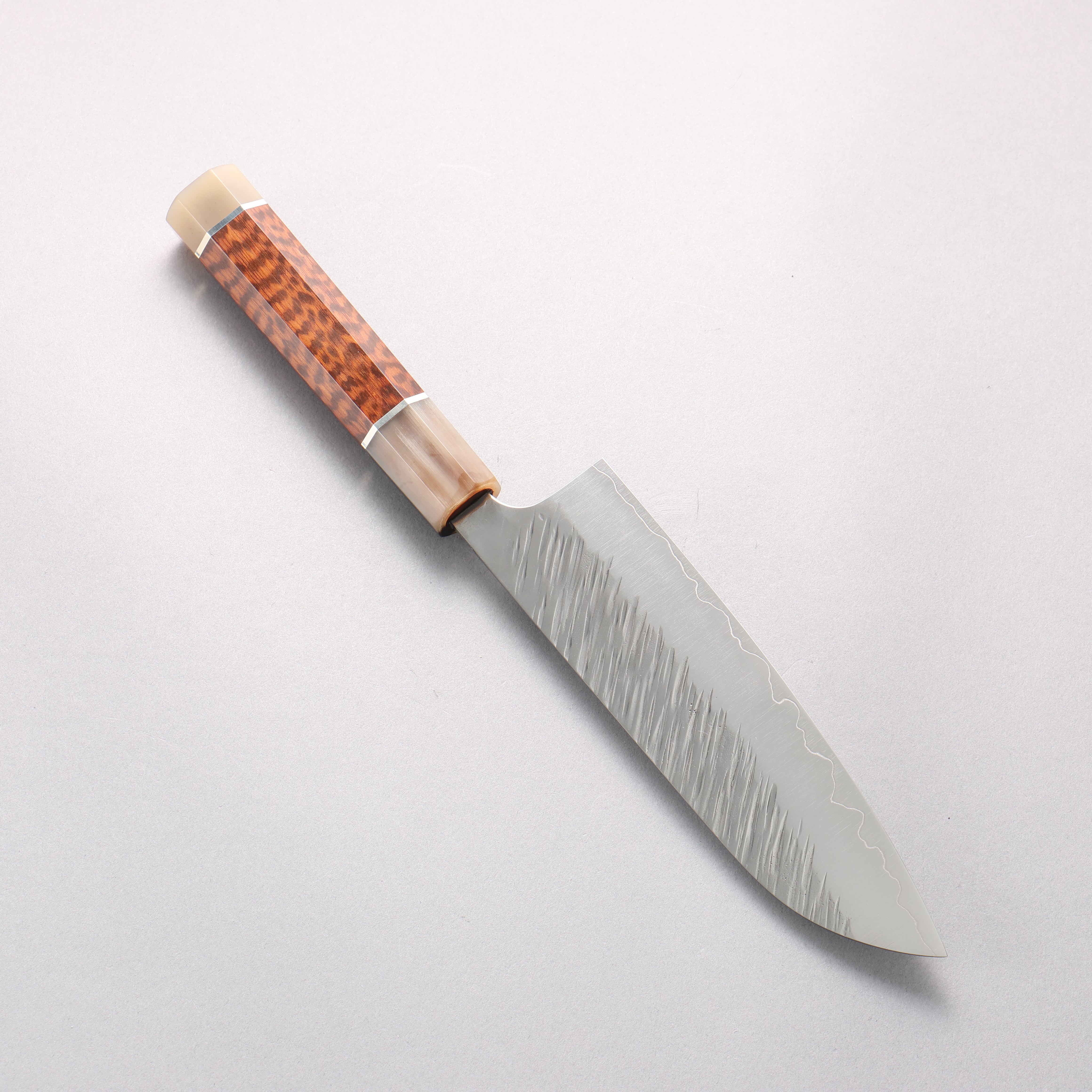 Yu Kurosaki Fujin SG2 Hammered Santoku 170mm Snakewood & Double Marbled Horn Handle - Seisuke Knife