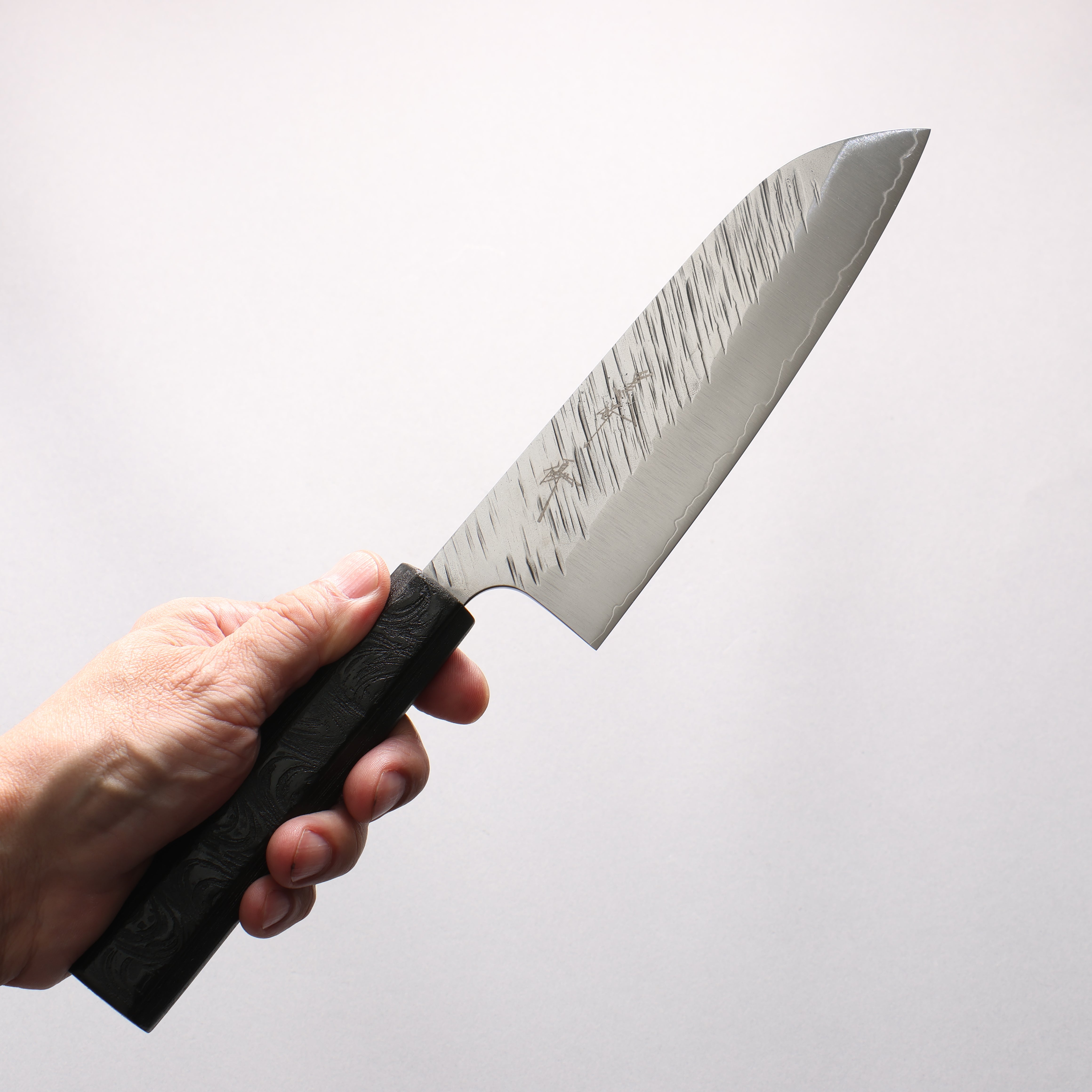 Yu Kurosaki Fujin SG2 Hammered Santoku 170mm Black Lacquered Handle - Seisuke Knife