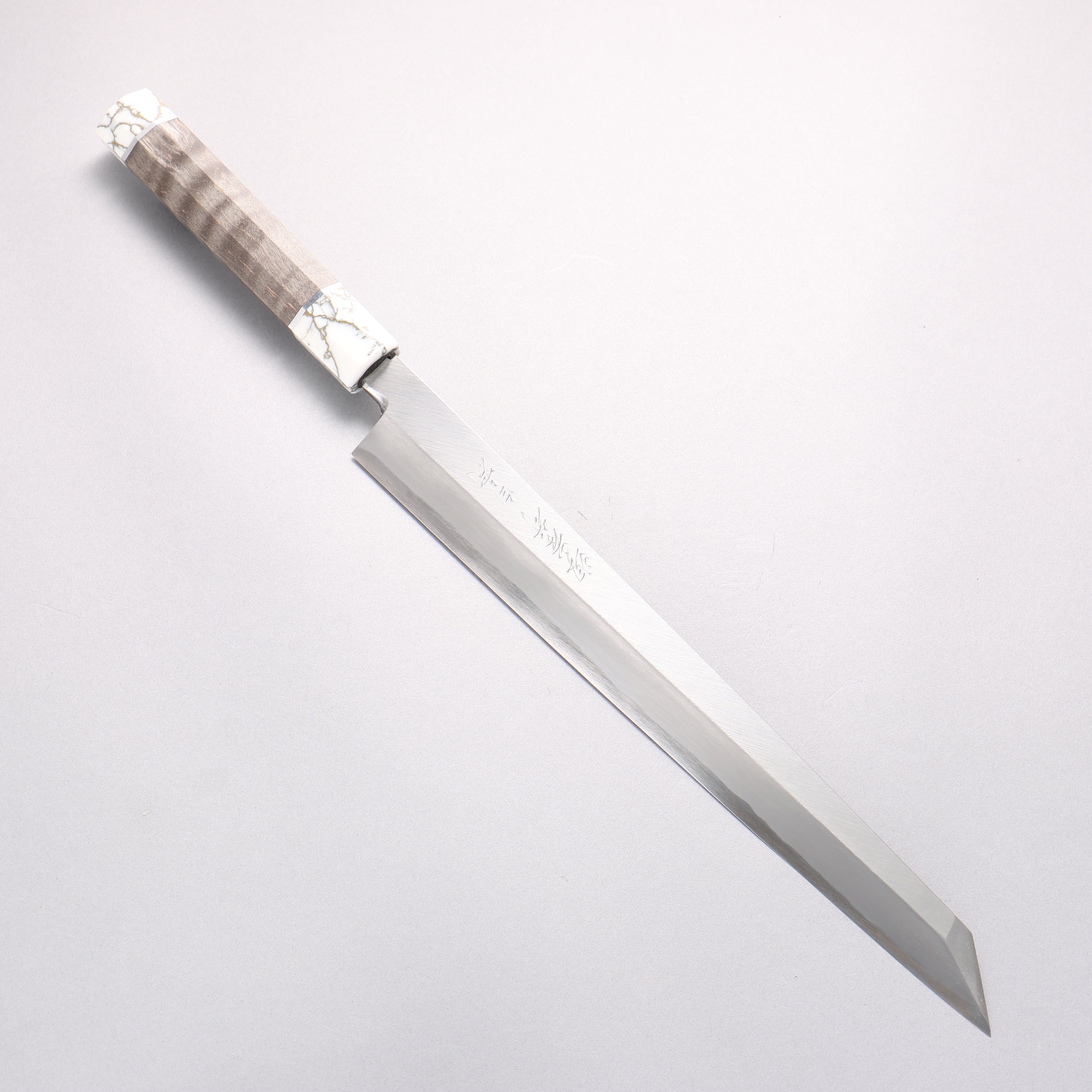 Sakai Takayuki Byakko White Steel No.1 Kiritsuke Yanagiba 300mm Stabilized wood Handle with Sheath - Seisuke Knife