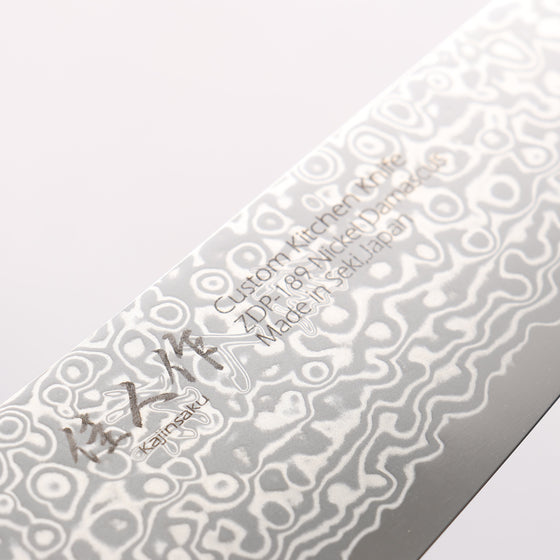 Kajin ZDP189 Damascus Migaki Finished Kiritsuke Santoku 165mm Abalone Inlay Handle - Seisuke Knife