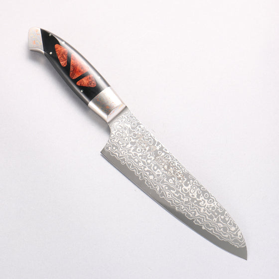 Kajin ZDP189 Damascus Migaki Finished Santoku 165mm Abalone Inlay Handle - Seisuke Knife