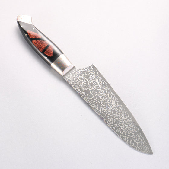Kajin ZDP189 Damascus Migaki Finished Santoku 165mm Abalone Inlay Handle - Seisuke Knife