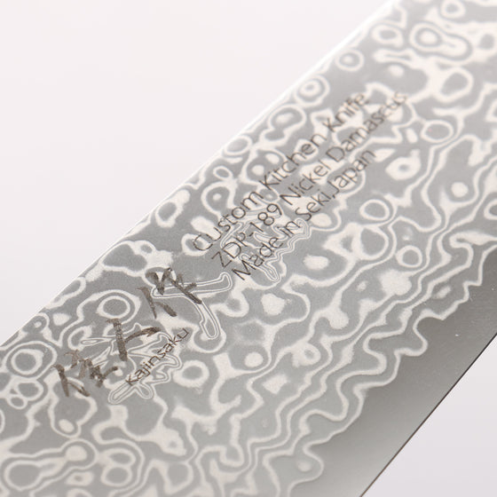 Kajin ZDP189 Damascus Migaki Finished Santoku 165mm Abalone Inlay Handle - Seisuke Knife