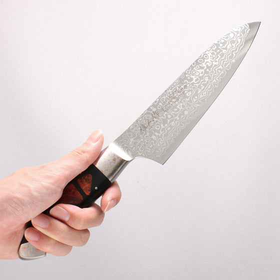 Kajin ZDP189 Damascus Migaki Finished Santoku 165mm Abalone Inlay Handle - Seisuke Knife