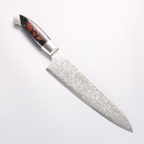 Kajin ZDP189 Damascus Migaki Finished Gyuto 210mm Chinese Quince Burl Inlay Handle - Seisuke Knife