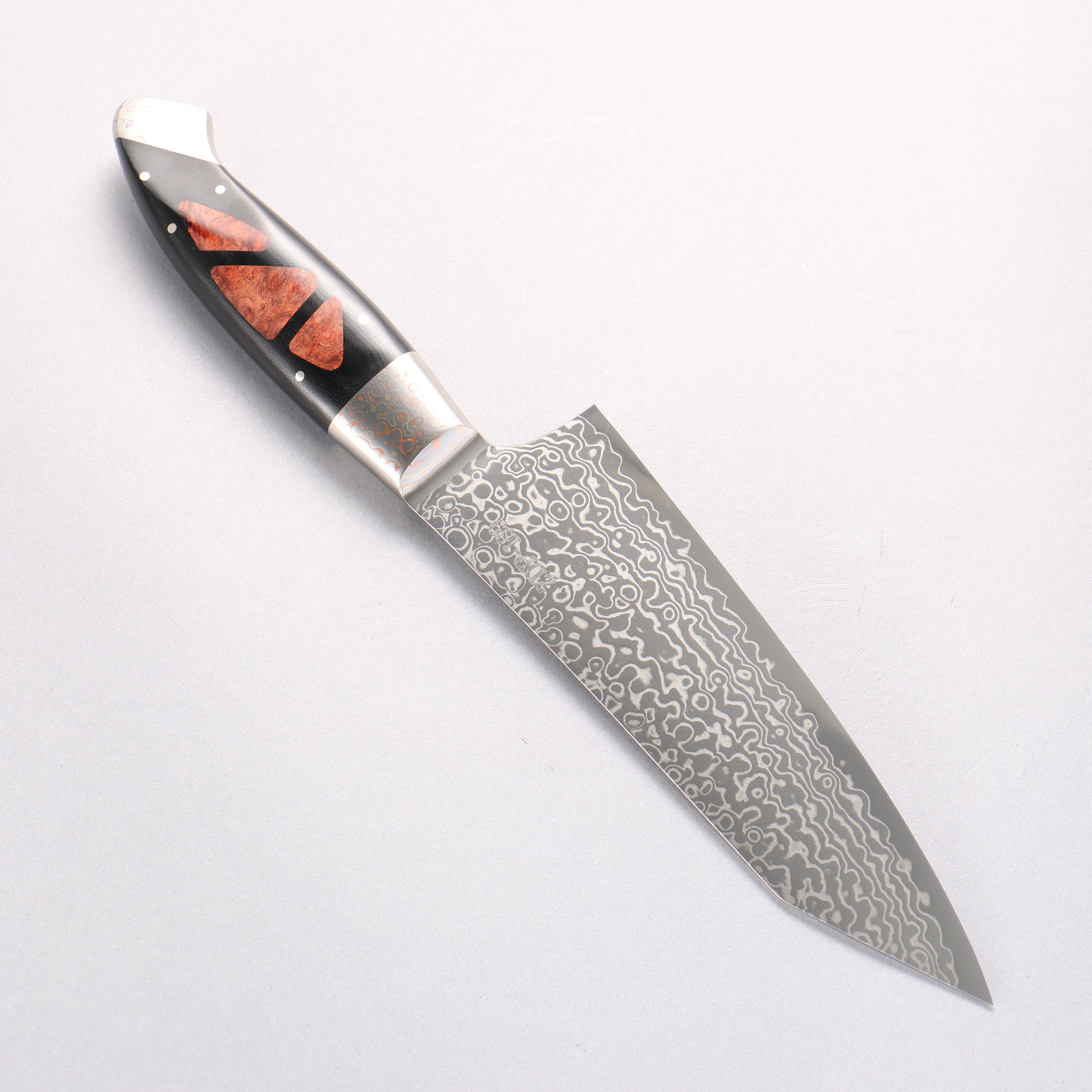 Kajin ZDP189 Damascus Migaki Kiritsuke Santoku 165mm Chinese Quince Burl Inlay Handle - Seisuke Knife