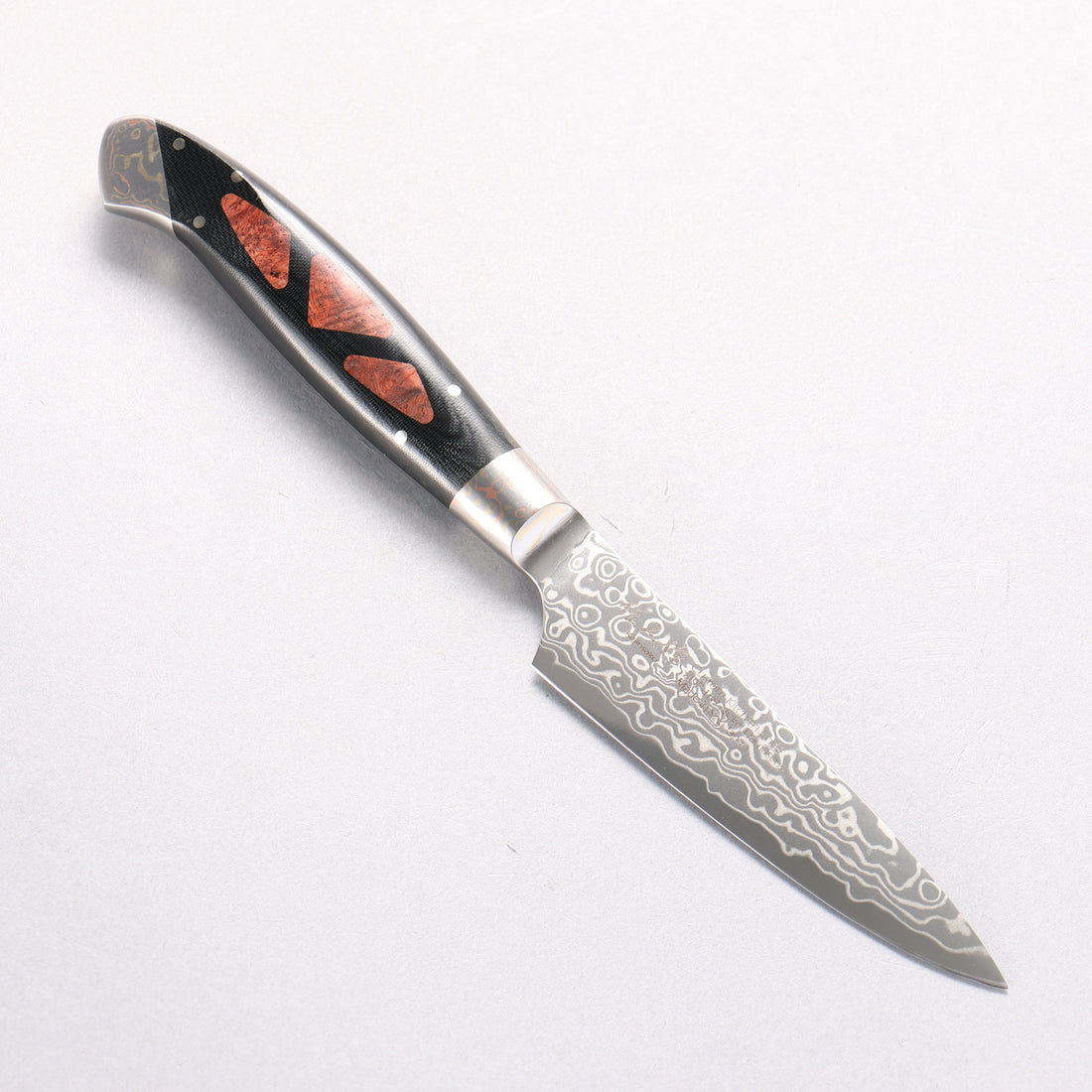  Kajin ZDP189 Damascus Migaki Finished Petty-Utility 95mm Chinese Quince Burl Inlay Handle - Seisuke Knife