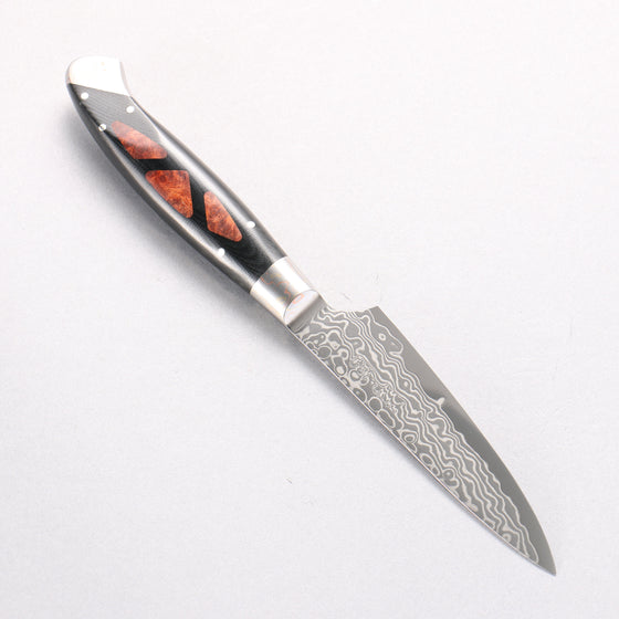Kajin ZDP189 Damascus Migaki Finished Petty-Utility 95mm Chinese Quince Burl Inlay Handle - Seisuke Knife