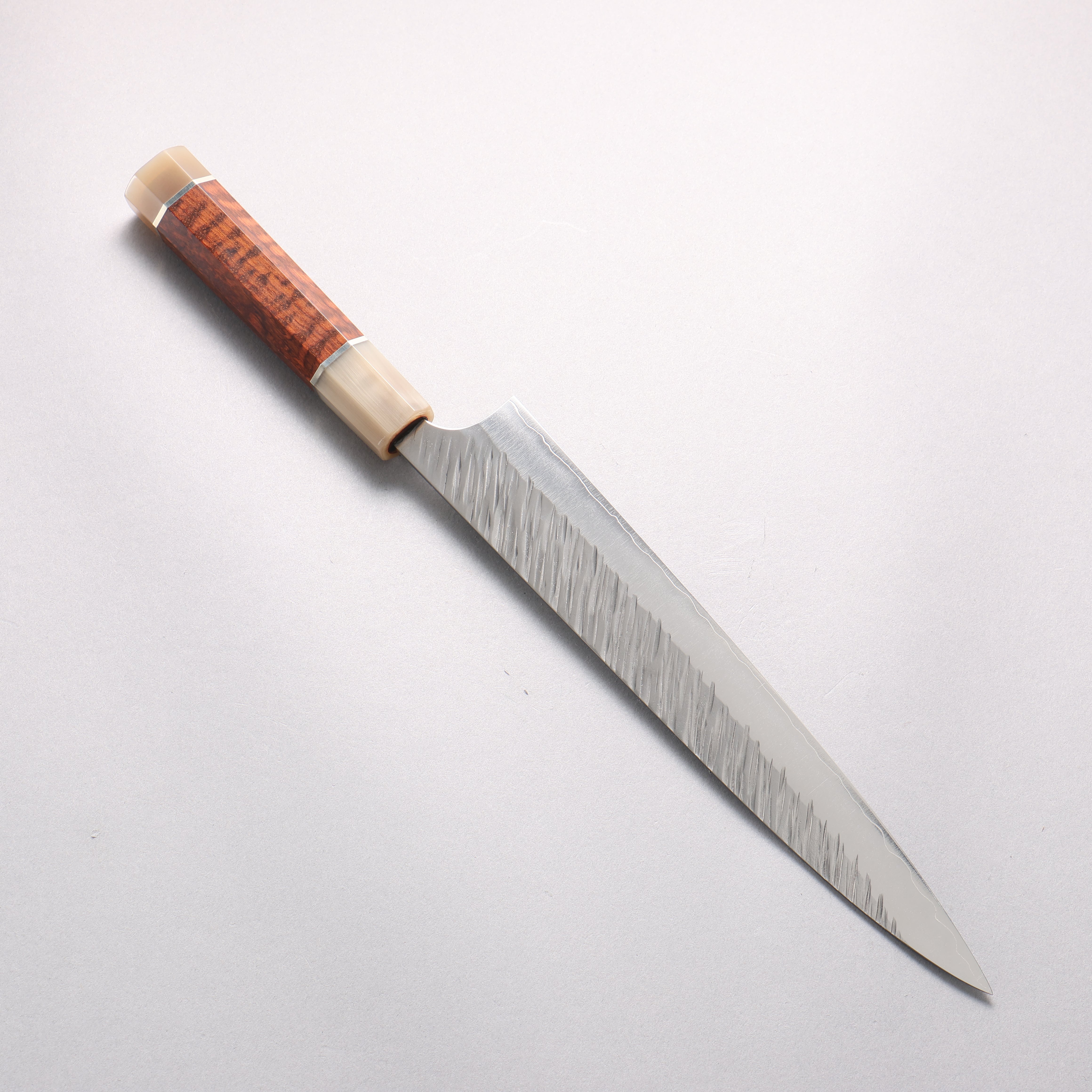 Yu Kurosaki Fujin SG2 Hammered Sujihiki 240mm Snakewood (with Double Marble Horns) Handle - Seisuke Knife