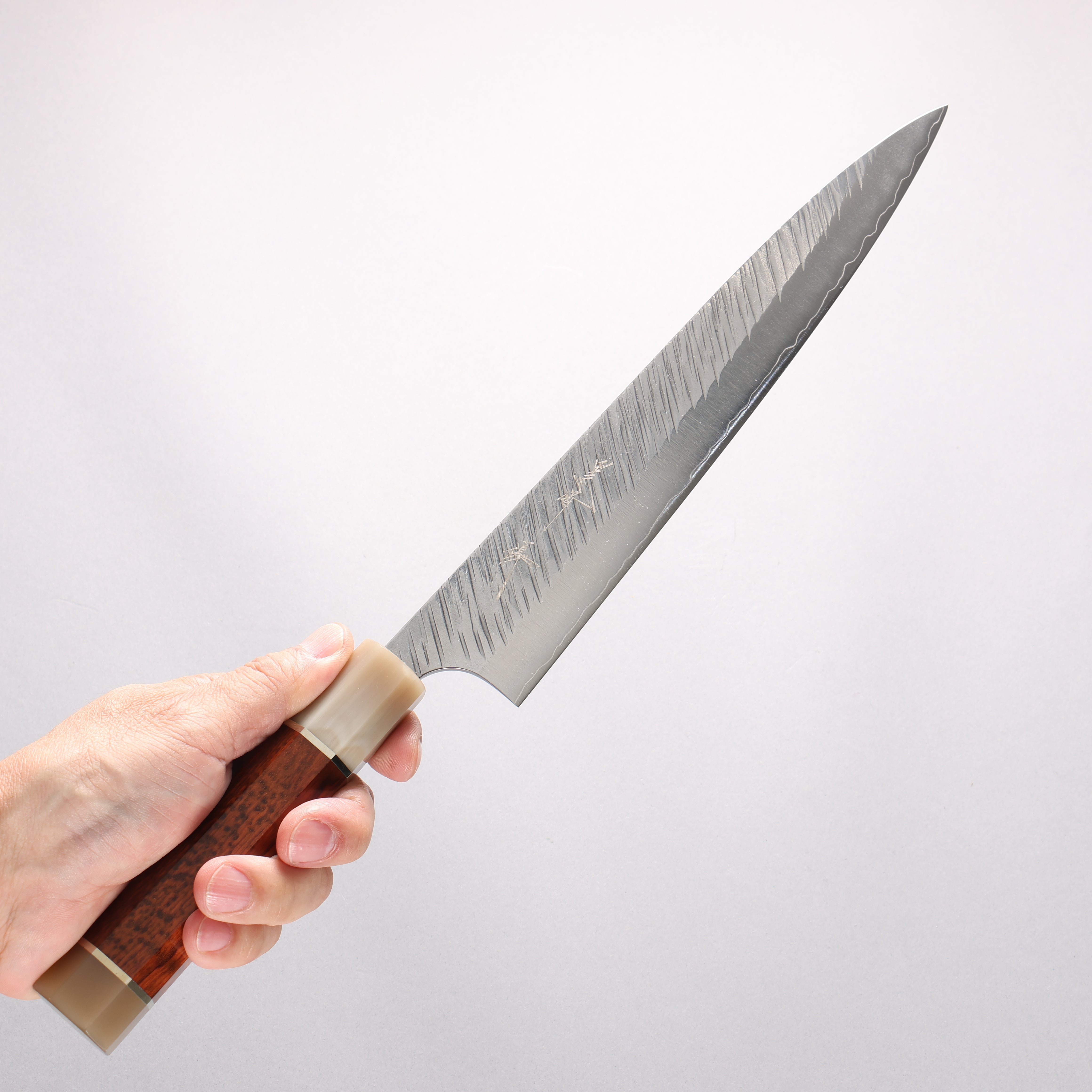 Yu Kurosaki Fujin SG2 Hammered Sujihiki 240mm Snakewood (with Double Marble Horns) Handle - Seisuke Knife