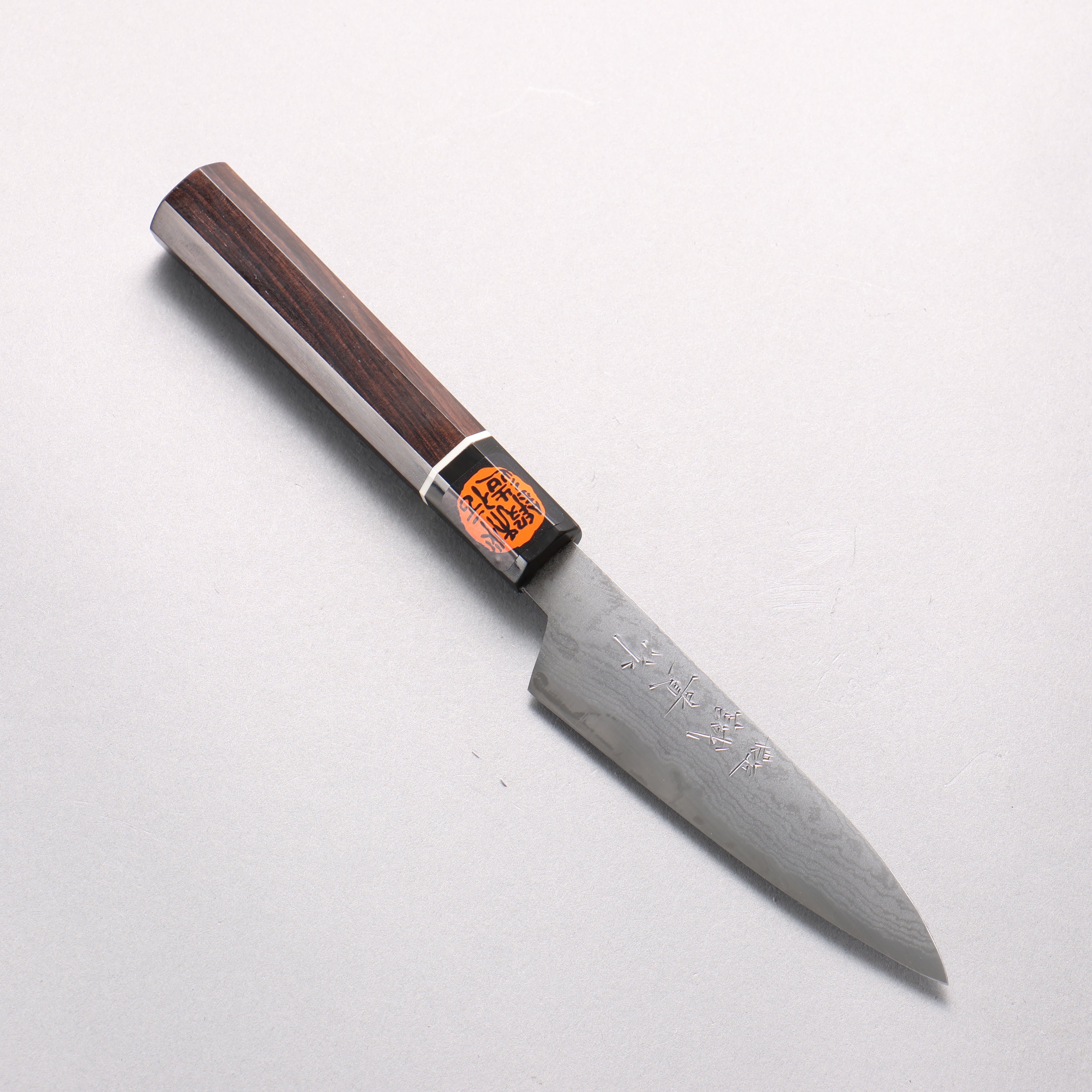 Shigeki Tanaka Blue Steel No.2 Damascus Petty-Utility 120mm Ebony Wood Handle - Seisuke Knife