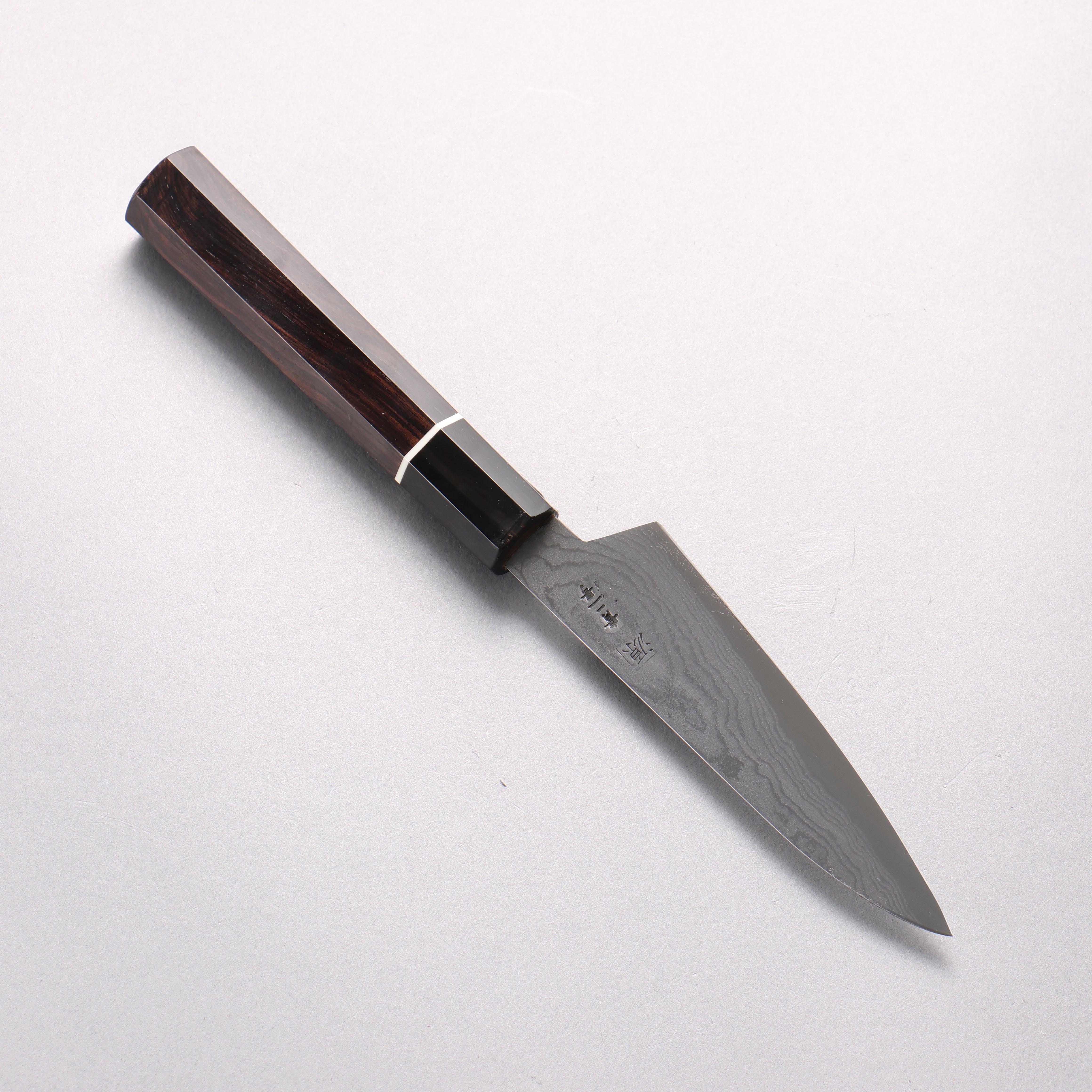 Shigeki Tanaka Blue Steel No.2 Damascus Petty-Utility 120mm Ebony Wood Handle - Seisuke Knife
