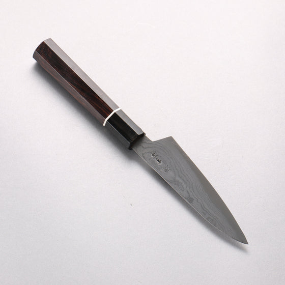 Shigeki Tanaka Blue Steel No.2 Damascus Petty-Utility 120mm Ebony Wood Handle - Seisuke Knife