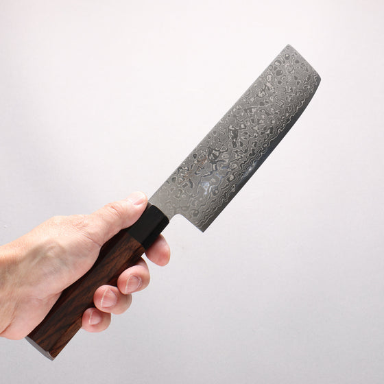 Seisuke AUS10 Damascus Nakiri 165mm Shitan Handle - Seisuke Knife