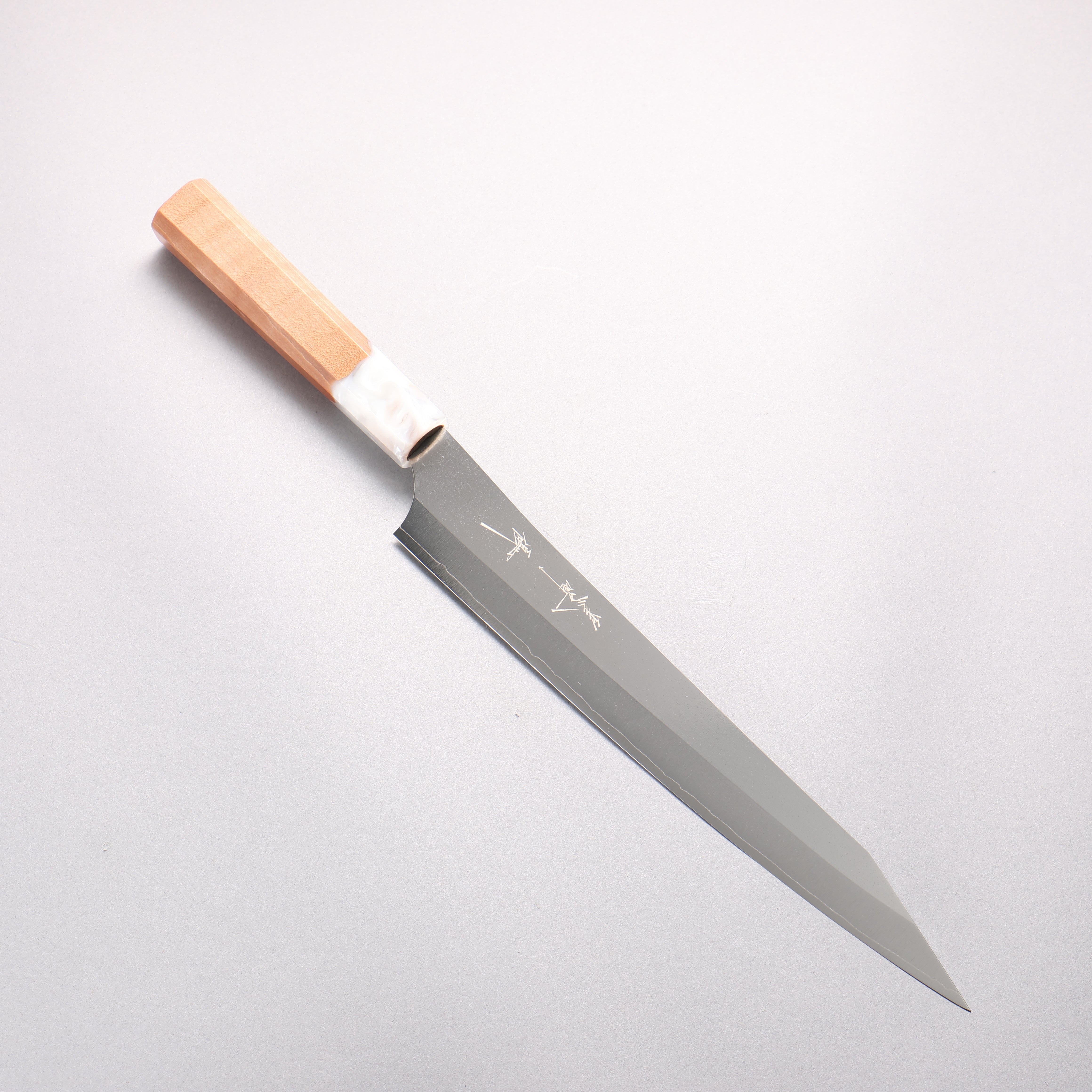 Yu Kurosaki New Gekko VG-XEOS Sujihiki 240mm Resin coated Birch (Ferrule: White resin) Handle - Seisuke Knife