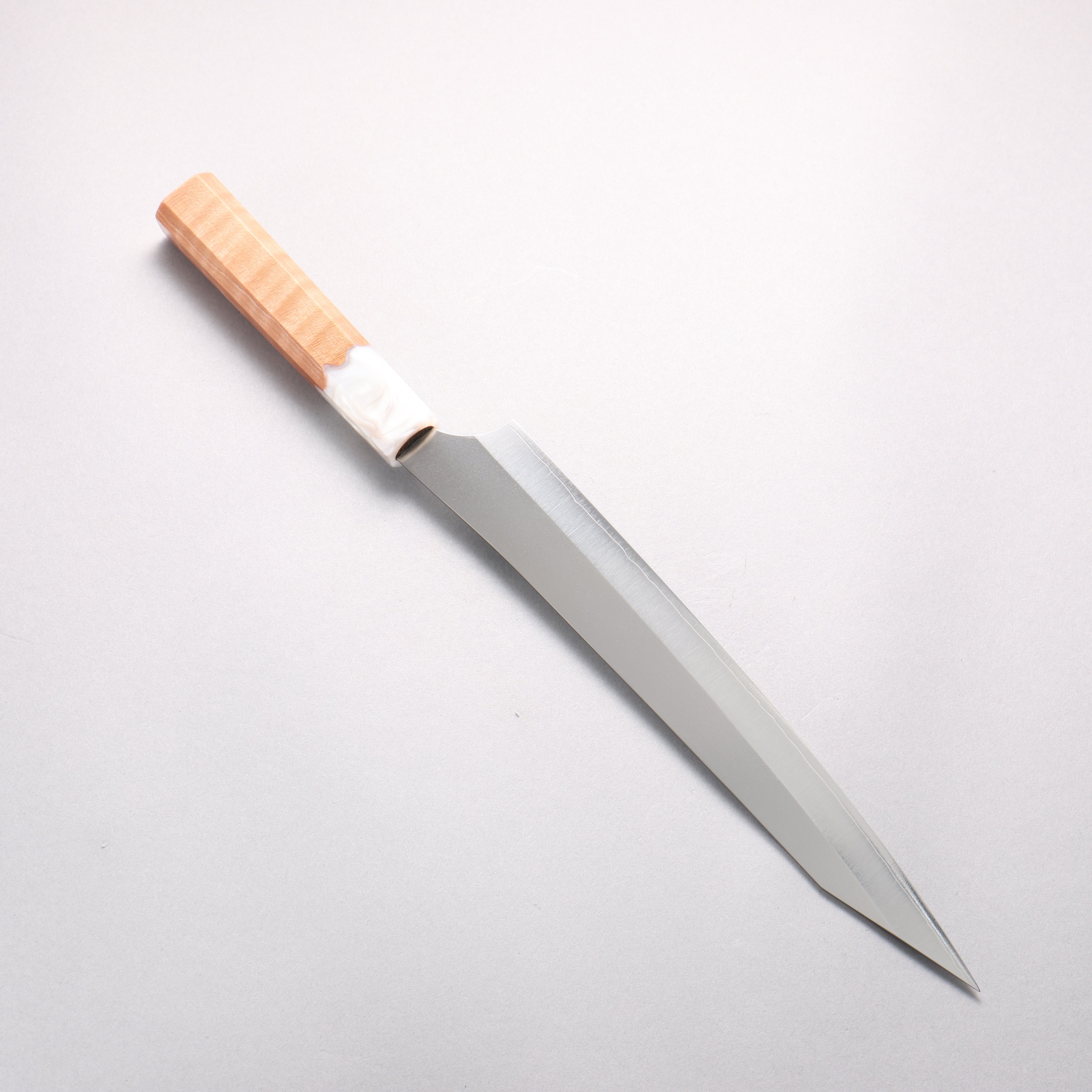 Yu Kurosaki New Gekko VG-XEOS Sujihiki 240mm Resin coated Birch (Ferrule: White resin) Handle - Seisuke Knife
