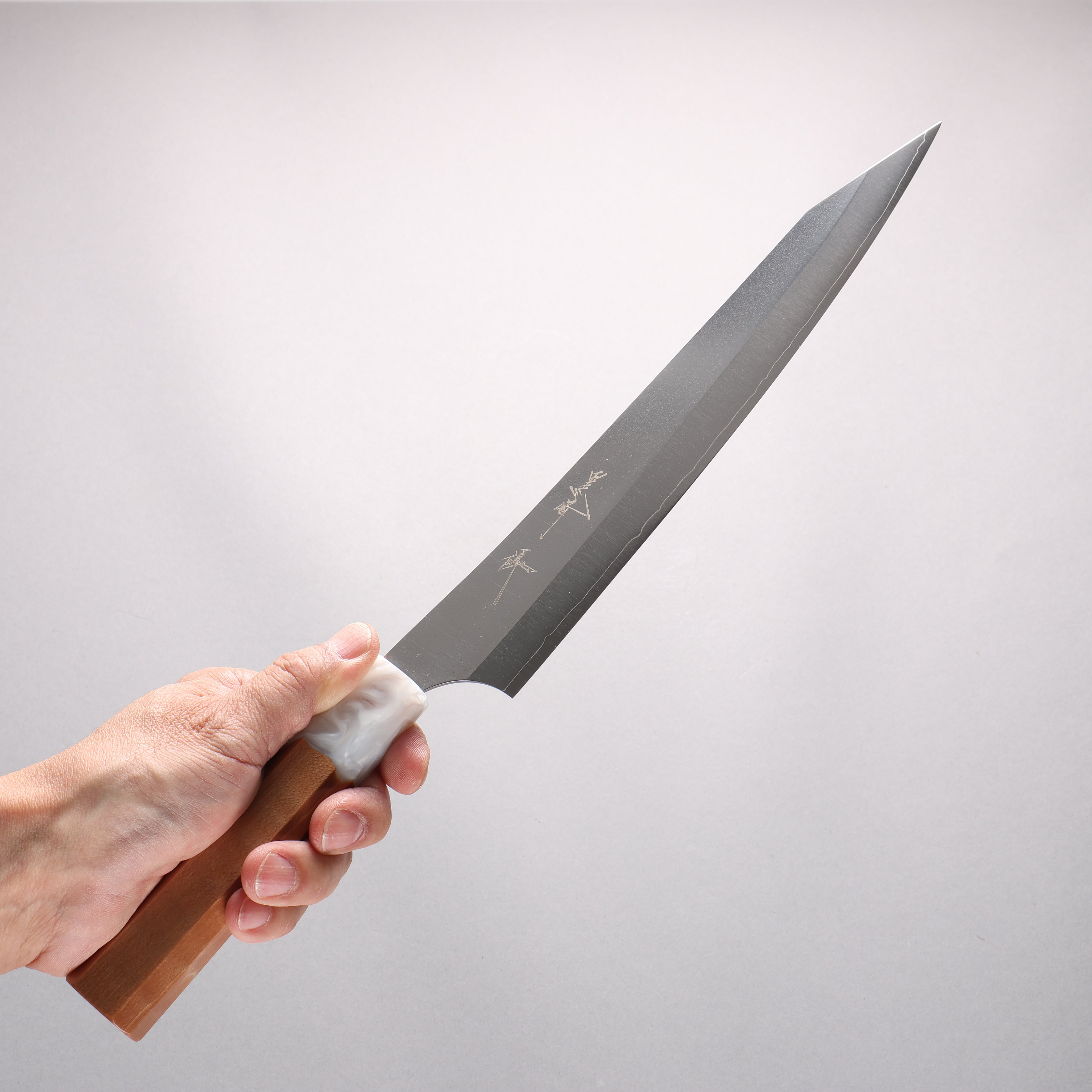 Yu Kurosaki New Gekko VG-XEOS Sujihiki 240mm Resin coated Birch (Ferrule: White resin) Handle - Seisuke Knife