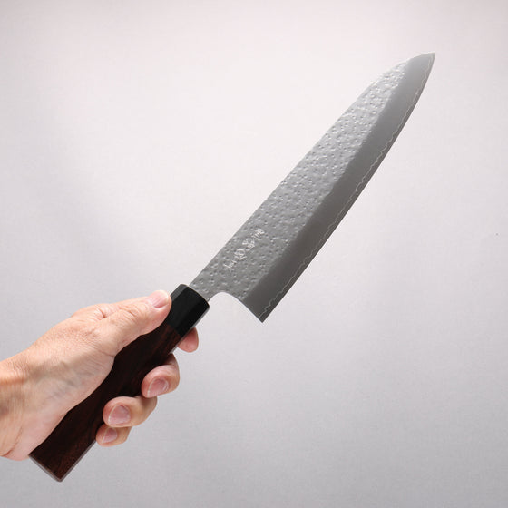 Makoto Kurosaki SG2 Hammered(Maru) Gyuto 240mm Rosewood (Ferrule: Black Pakka Wood) Handle - Seisuke Knife