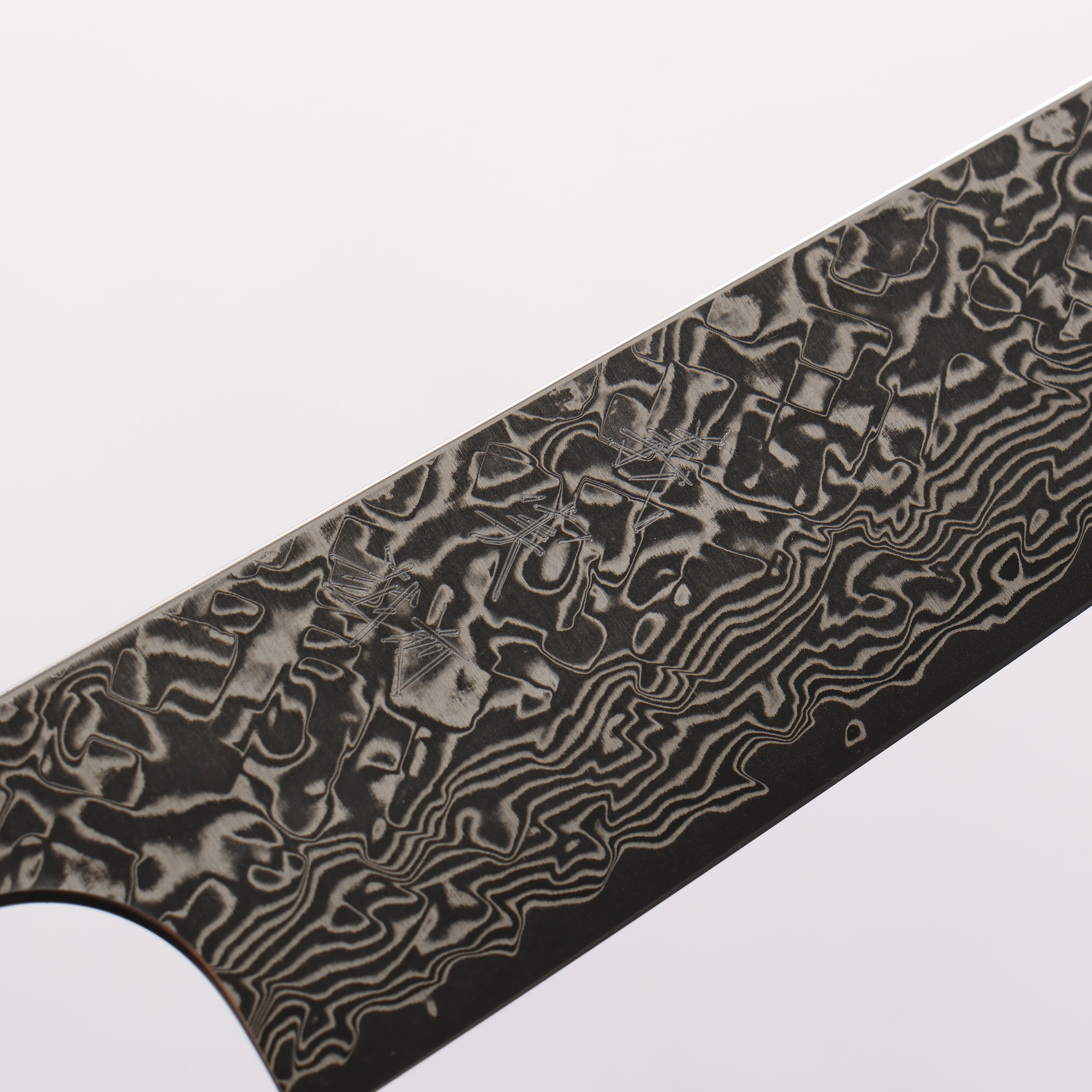 Yoshimi Kato VG10 Black Damascus Kiritsuke Petty-Utility 150mm Ebony (ferrule: Orange Resin) Handle - Seisuke Knife