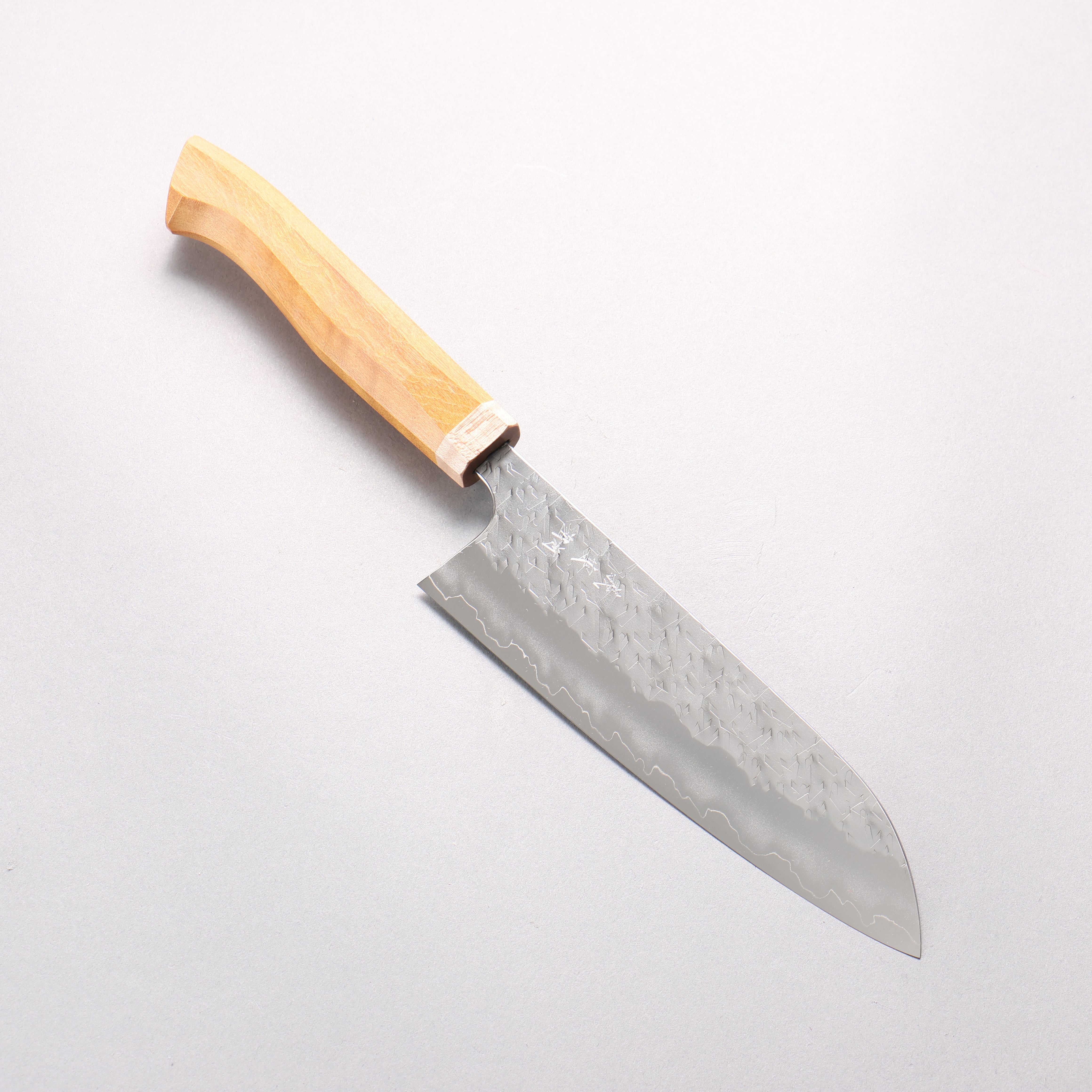 Yoshimi Kato Hyo SG2 Hammered Santoku 170mm Western style (yellow) Handle - Seisuke Knife