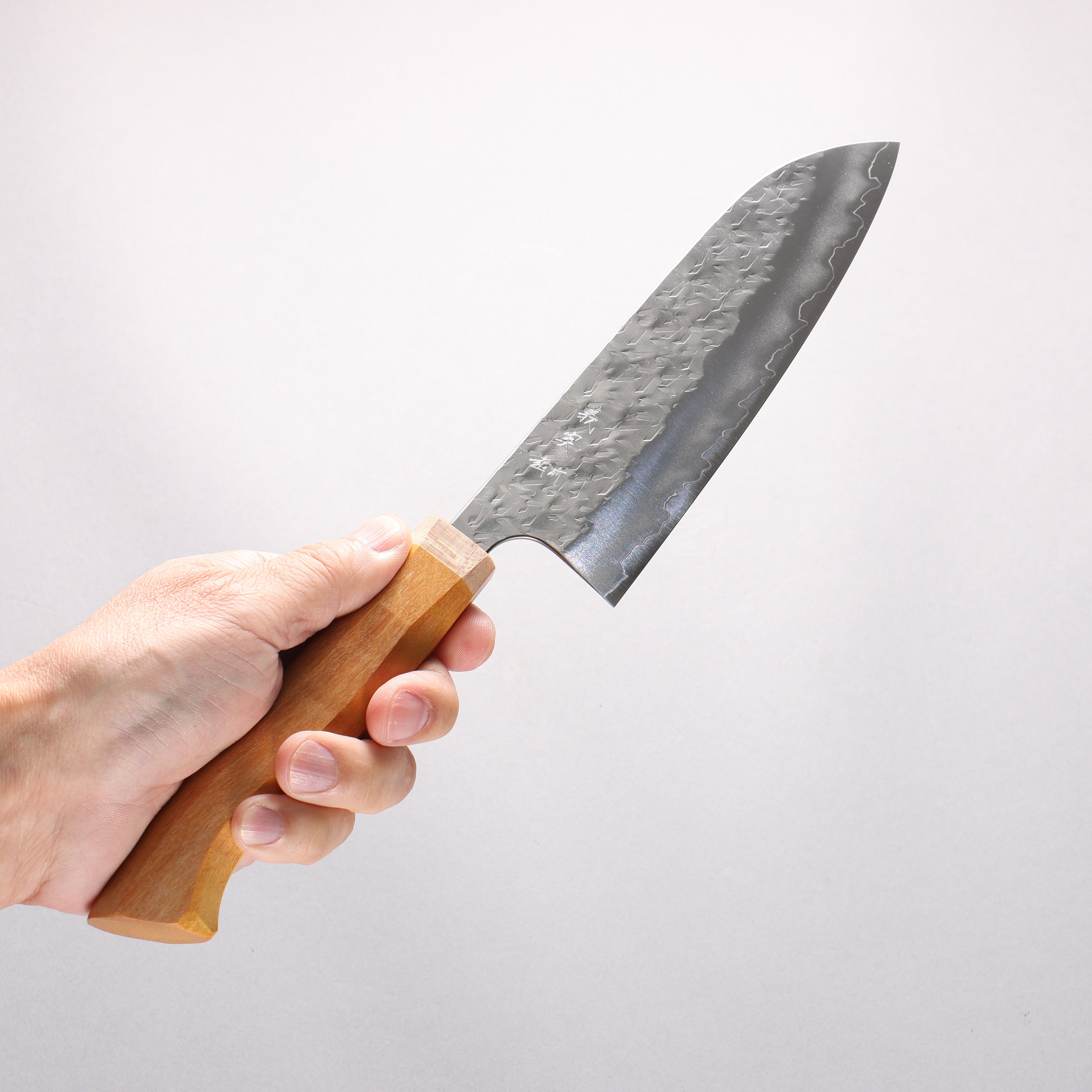 Yoshimi Kato Hyo SG2 Hammered Santoku 170mm Western style (yellow) Handle - Seisuke Knife