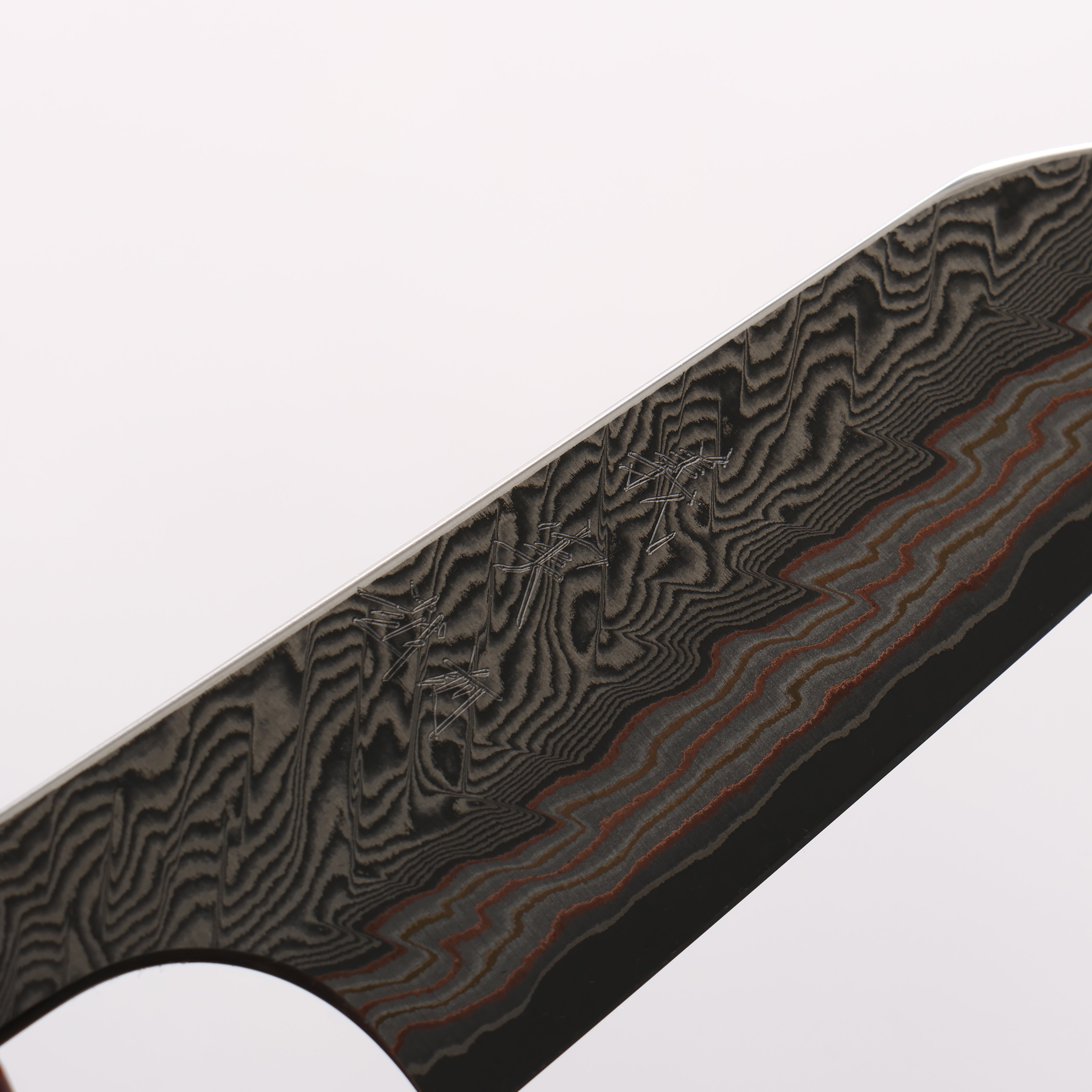 Yoshimi Kato VG10w Colored Damascus Paring 80mm Olive Wood & Red Resin Handle - Seisuke Knife