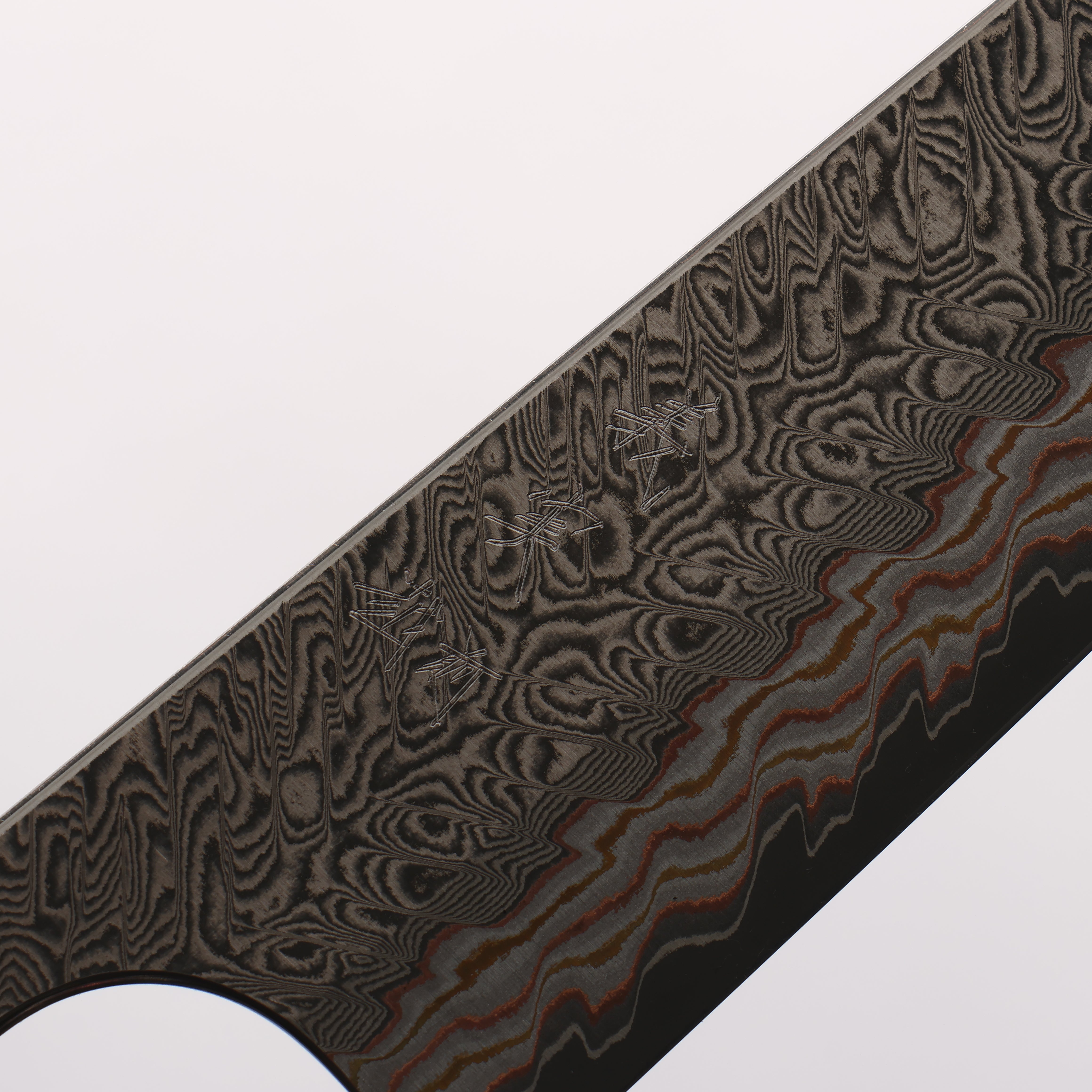 Yoshimi Kato VG10w Colored Damascus Small Bunka 130mm Olive Tree and Blue Resin Handle - Seisuke Knife