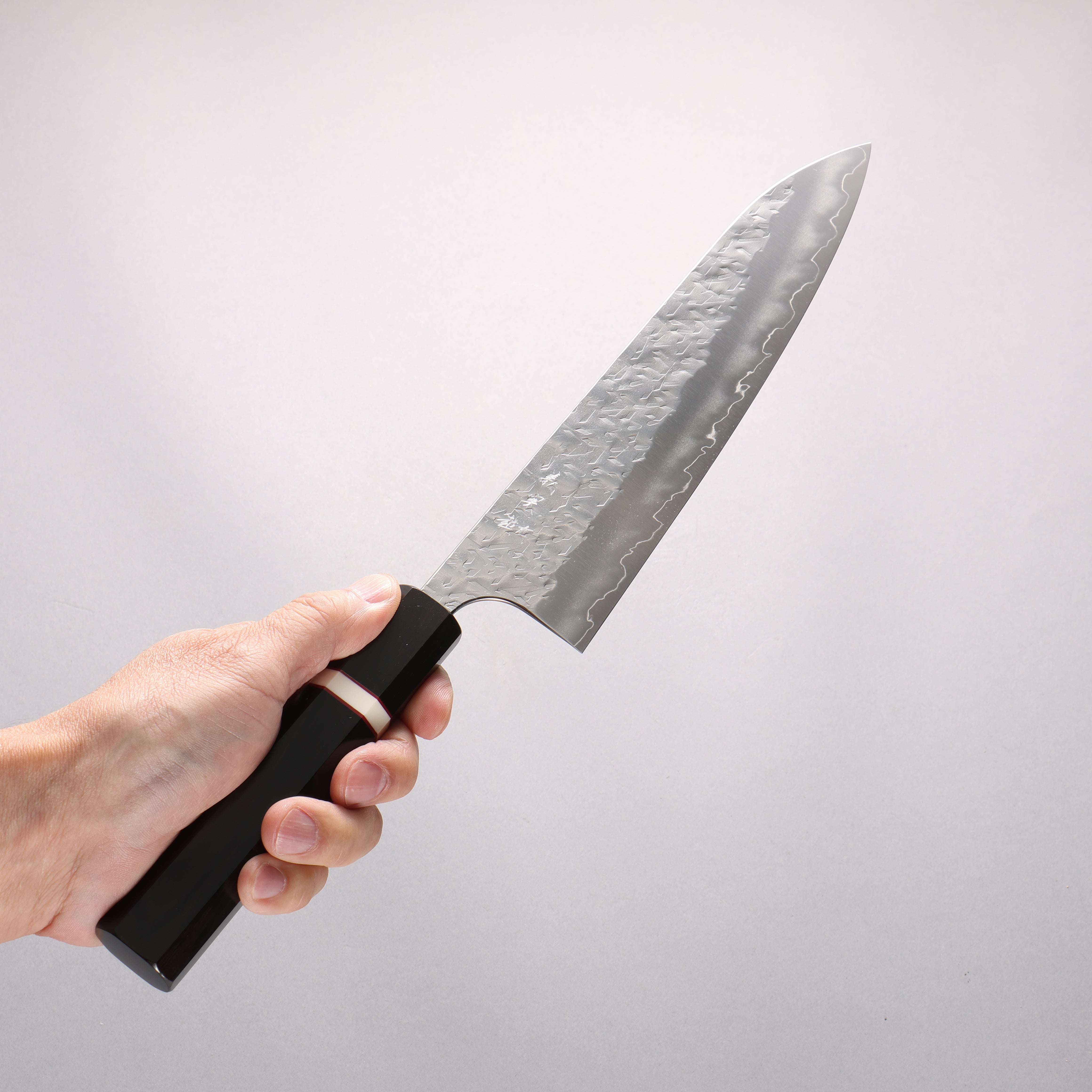 Yoshimi Kato Hyo SG2 Hammered Gyuto 210mm Ebony Wood(With White Ring) Handle - Seisuke Knife
