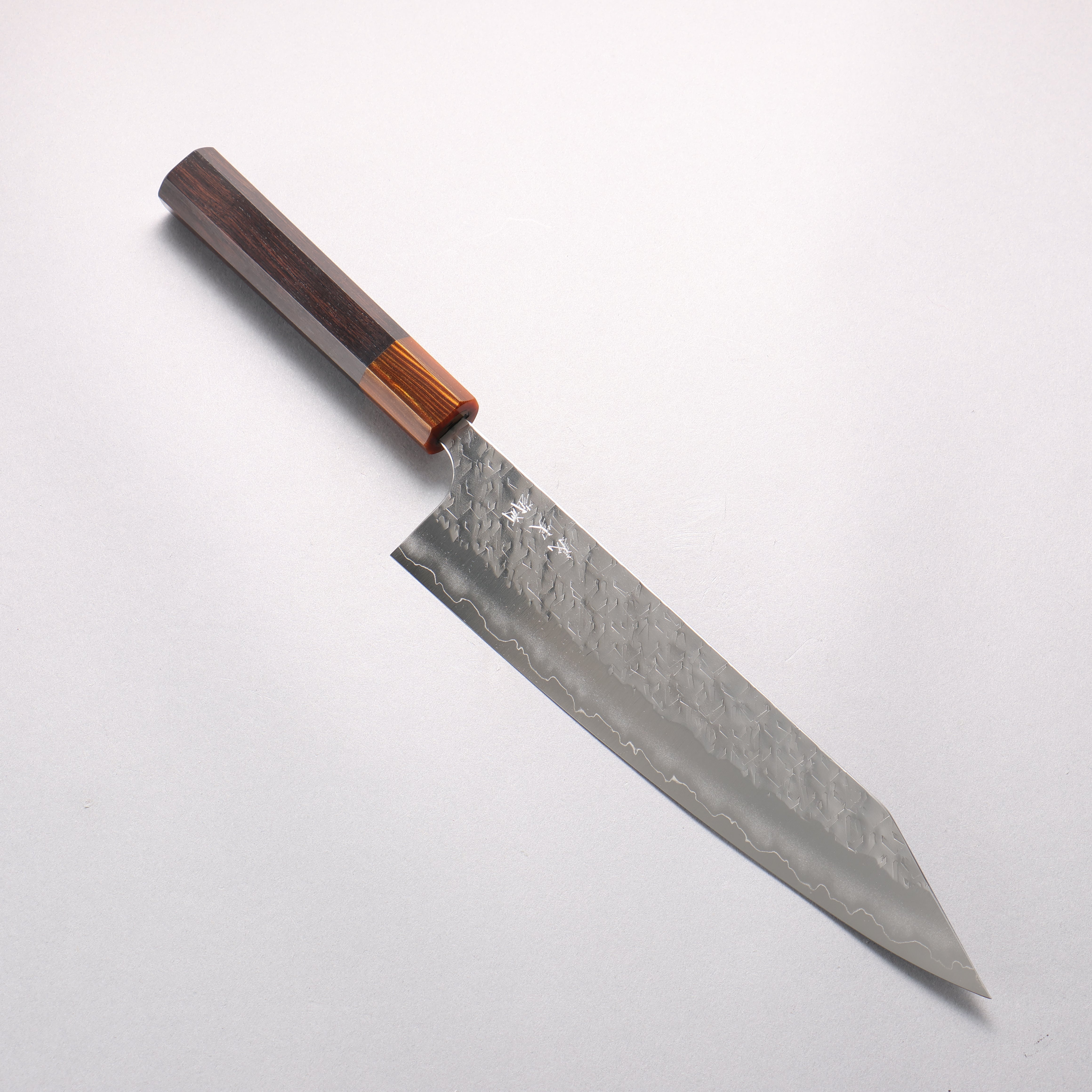 Yoshimi Kato Hyo SG2 Hammered Kiritsuke Gyuto 240mm Ebony (ferrule: Orange Resin) Handle - Seisuke Knife