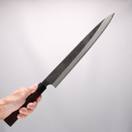 Nao Yamamoto White Steel No.1 Kurouchi Sujihiki 330mm Rosewood (Ferrule: Black Pakka Wood) Handle - Seisuke Knife