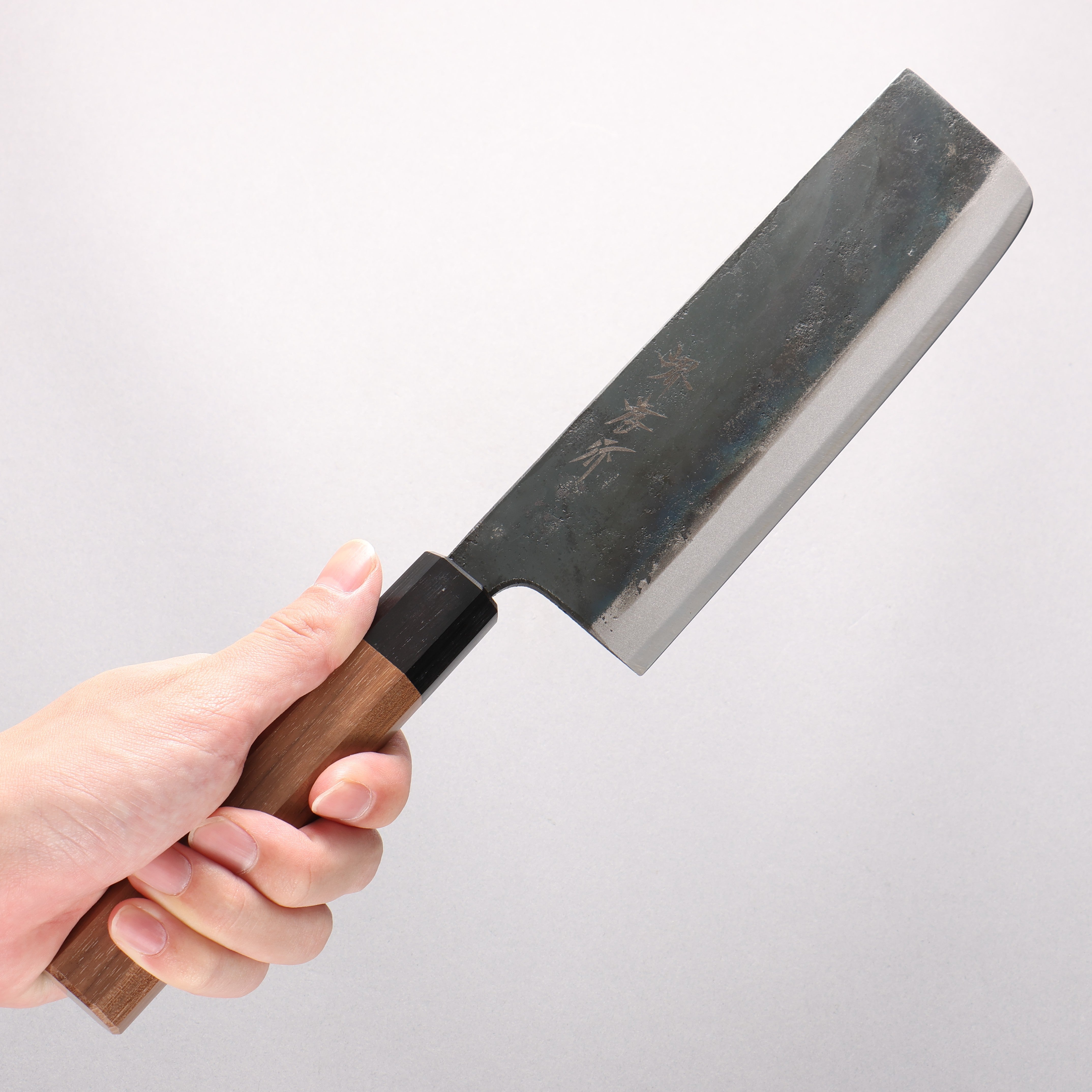 Sakai Takayuki Blue Steel No.2 Kurouchi Nakiri 170mm with Walnut Handle - Seisuke Knife