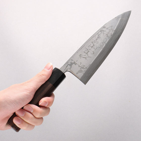 Hideo Kitaoka Blue Steel No.2 Damascus Deba Japanese Chef Knife 165mm - Seisuke Knife