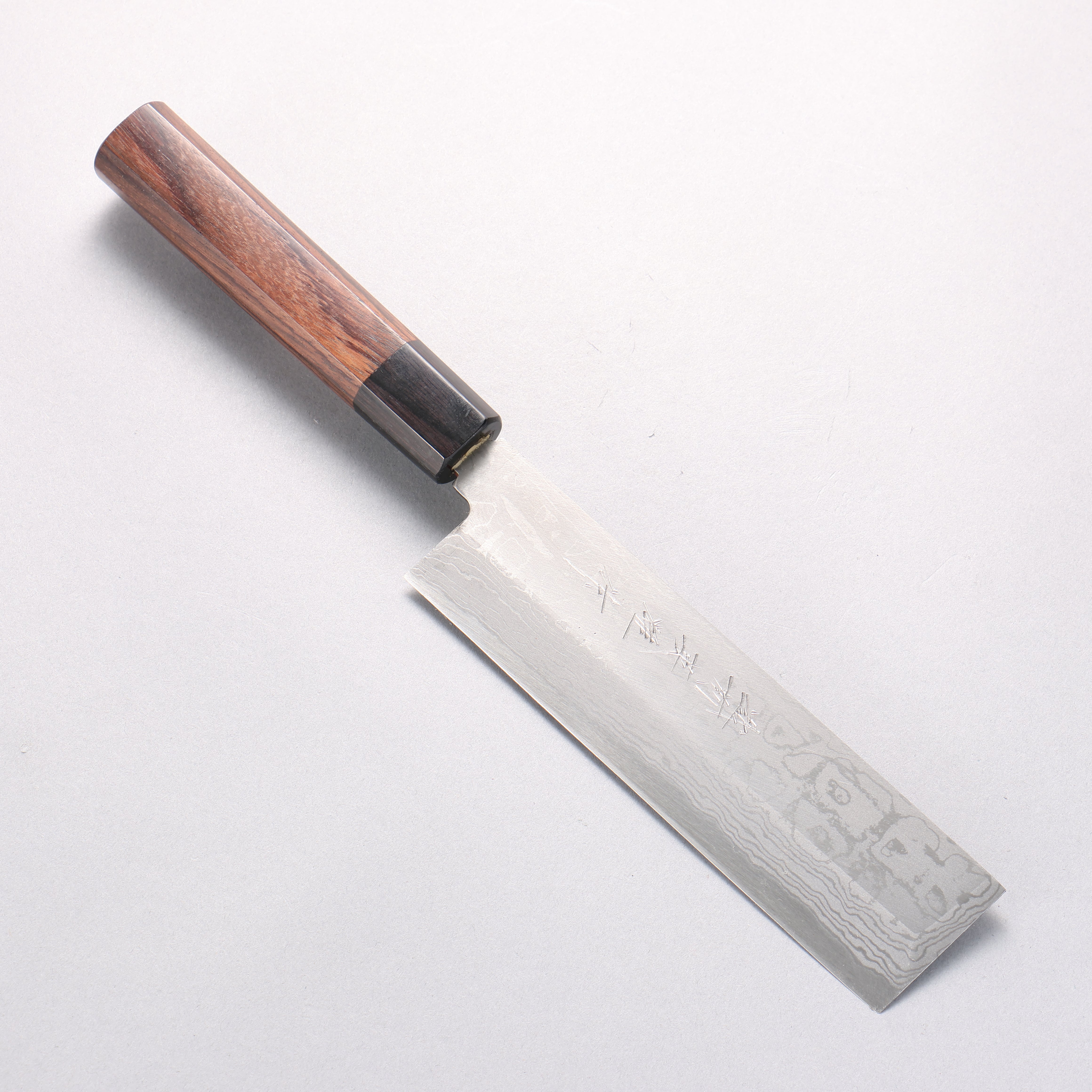 Hideo Kitaoka White Steel No.2 Damascus Kakugata Usuba 165mm Shitan Handle - Seisuke Knife