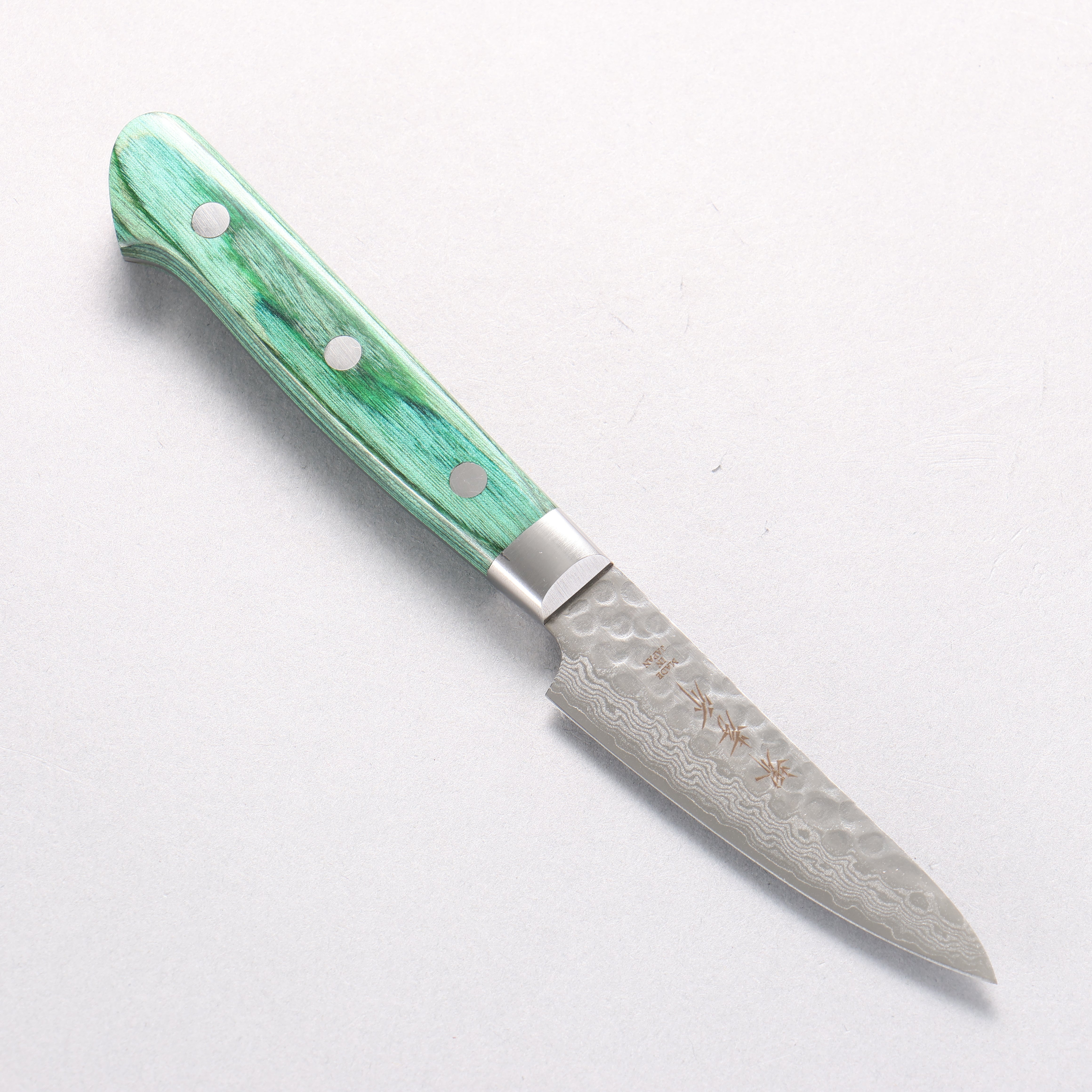 Sakai Takayuki VG10 17 Layer Damascus Petty-Utility 80mm Green Pakkawood Handle - Seisuke Knife