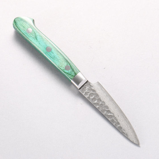 Sakai Takayuki VG10 17 Layer Damascus Petty-Utility 80mm Green Pakkawood Handle - Seisuke Knife