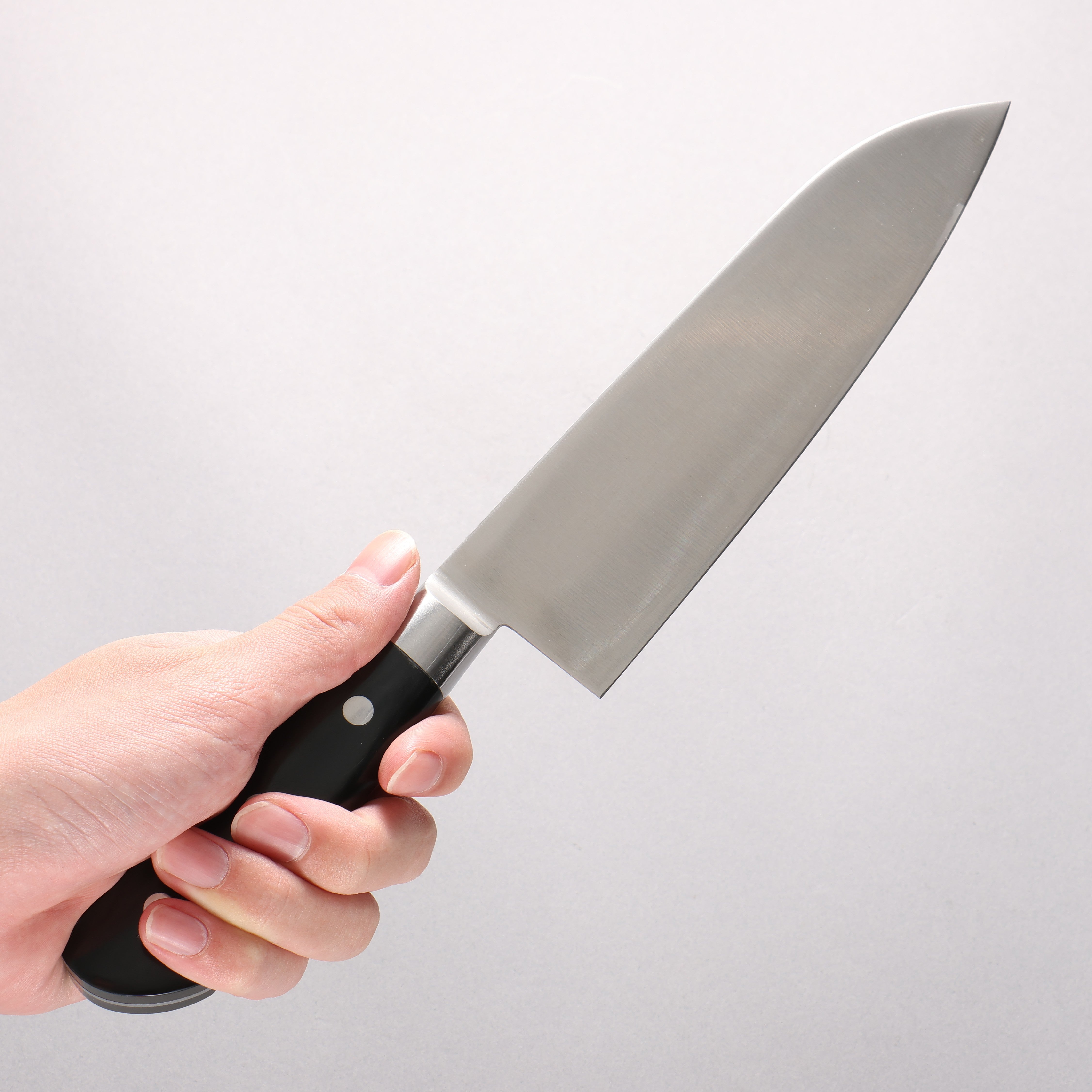 Iseya Molybdenum Santoku 180mm with Black Micarta Handle - Seisuke Knife