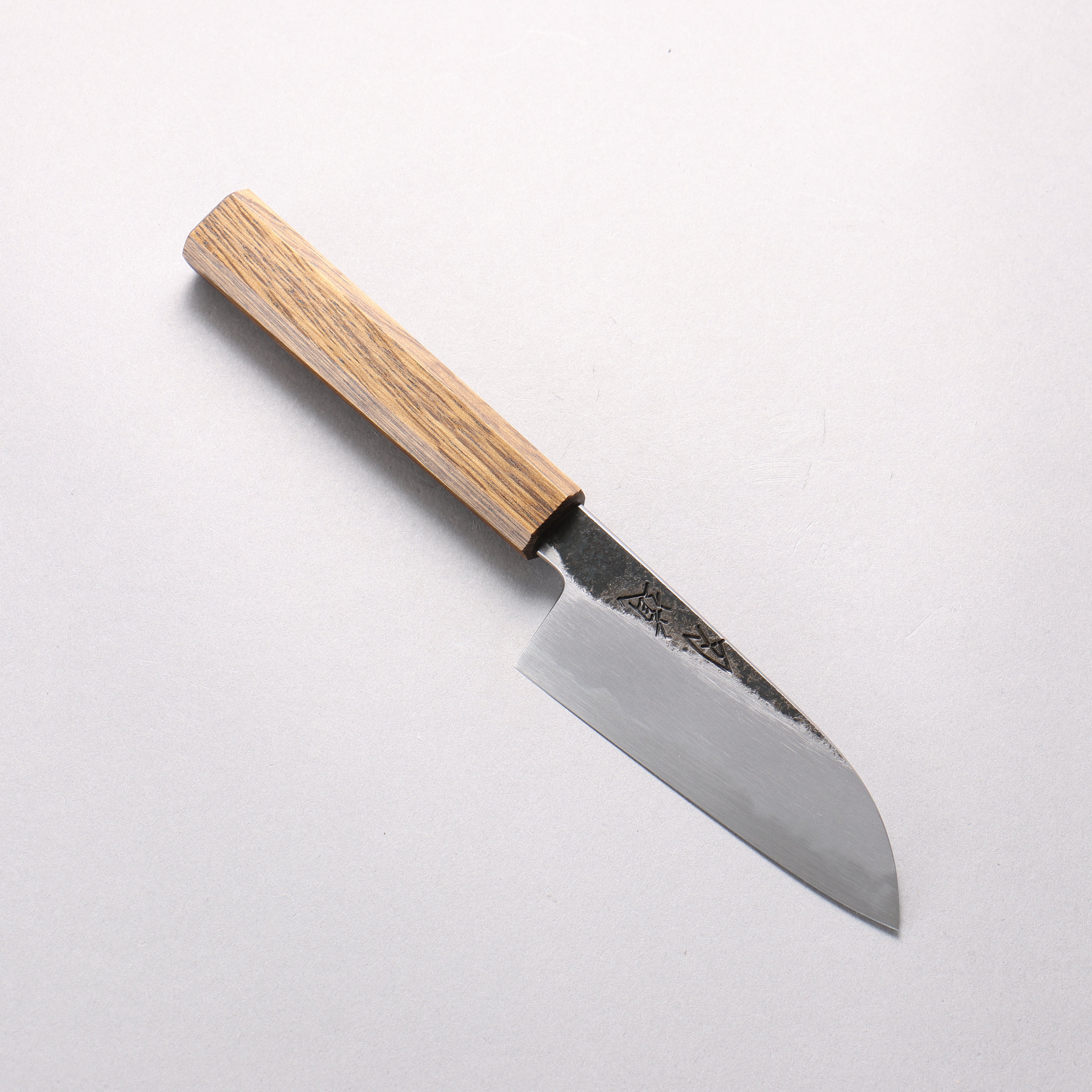 Hado Sumi White Steel No.2 Kurouchi Small Santoku 110mm Oak Handle - Seisuke Knife