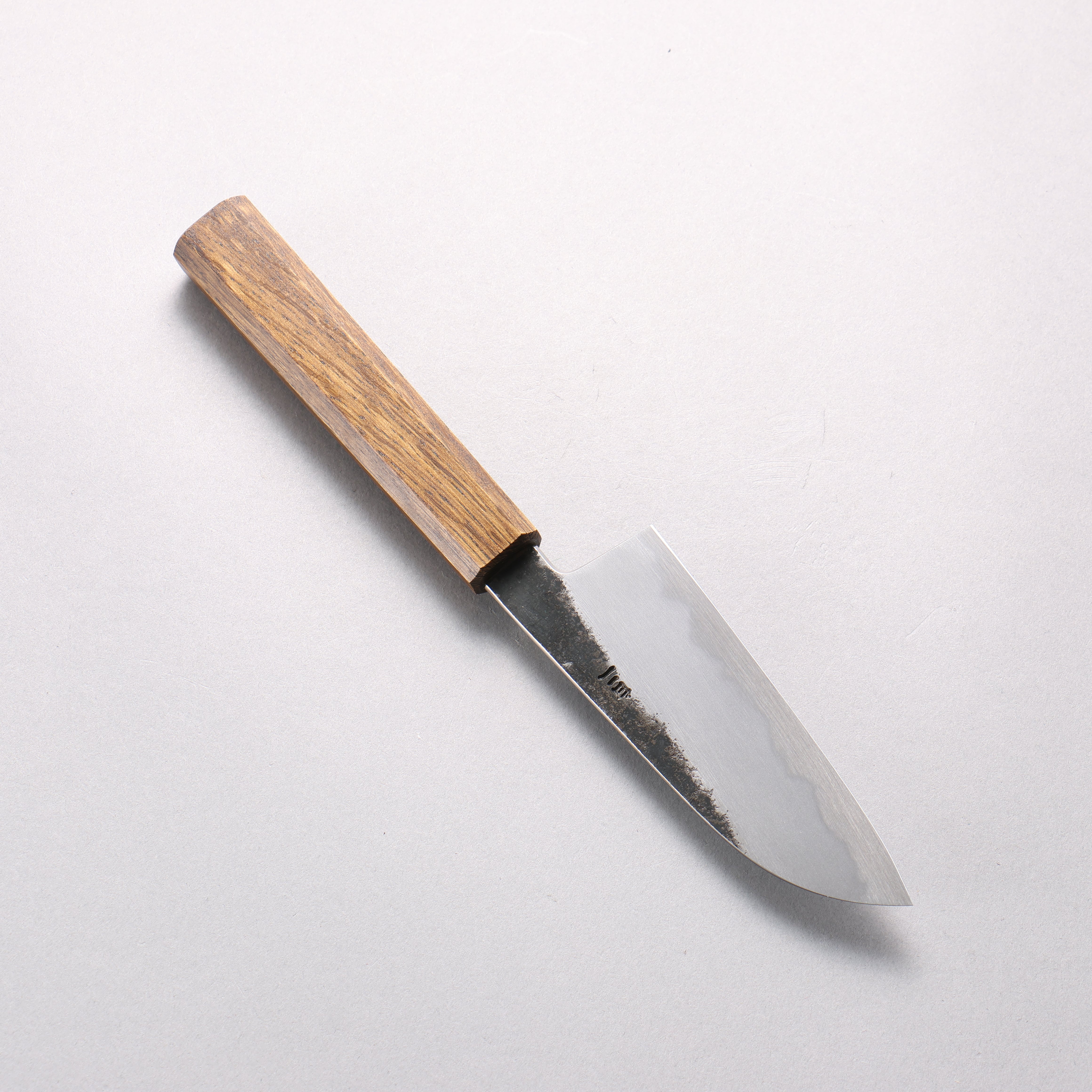 Hado Sumi White Steel No.2 Kurouchi Small Santoku 110mm Oak Handle - Seisuke Knife