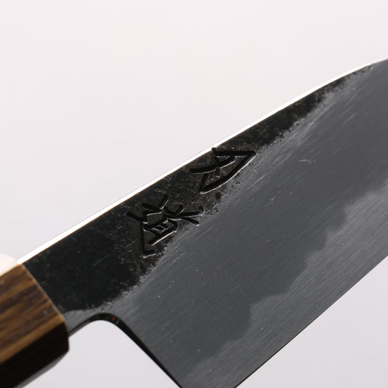 Hado Sumi White Steel No.2 Black Finished Small Santoku 110mm Oak Handle - Seisuke Knife
