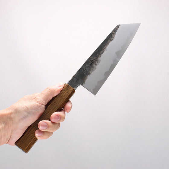 Hado Sumi White Steel No.2 Black Finished Bunka 180mm Oak Handle - Seisuke Knife