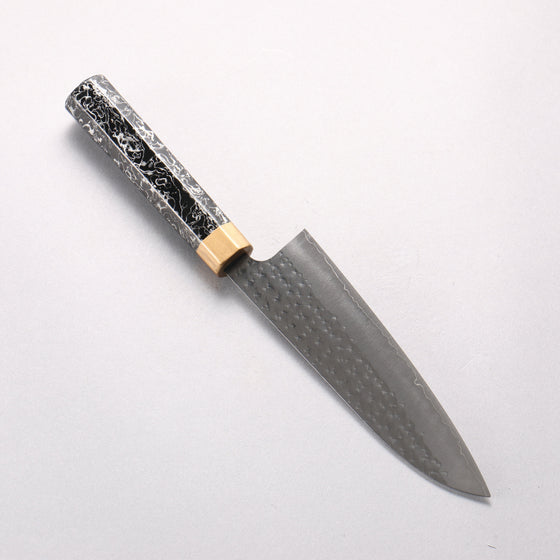 Yu Kurosaki Senko Ryu SG2 Hammered Small Santoku 150mm Black Lacquered (ferrule: Gold color) Handle - Seisuke Knife
