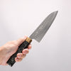 Yu Kurosaki Senko Ryu SG2 Hammered Small Santoku 150mm Black Lacquered (ferrule: Gold color) Handle - Seisuke Knife - Slide 4